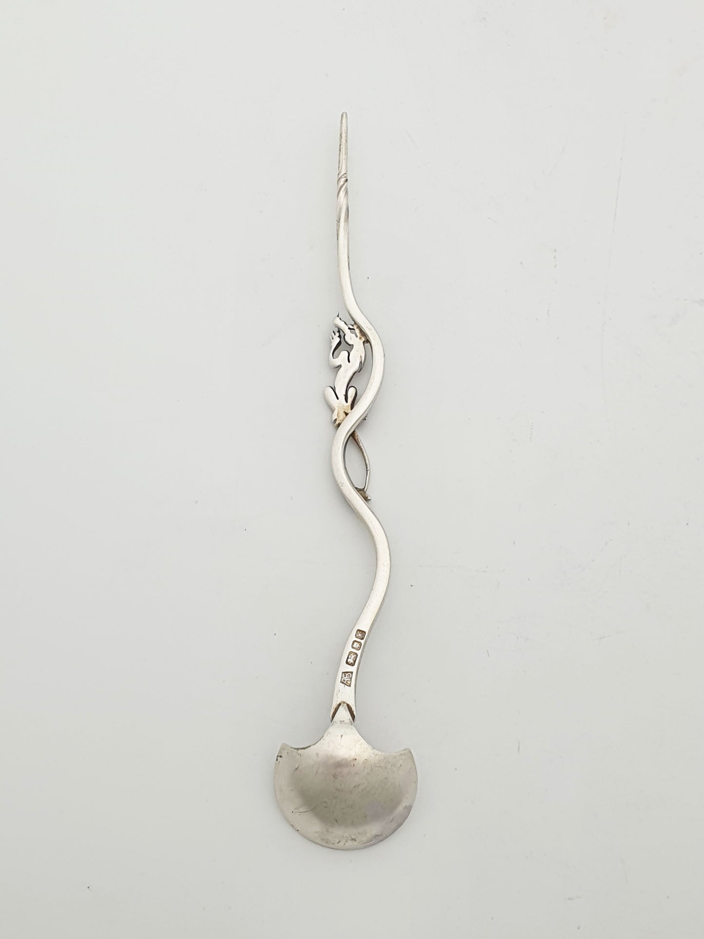 Contemporary Sterling Silver Long handled Dragon Spoon – London, 1997