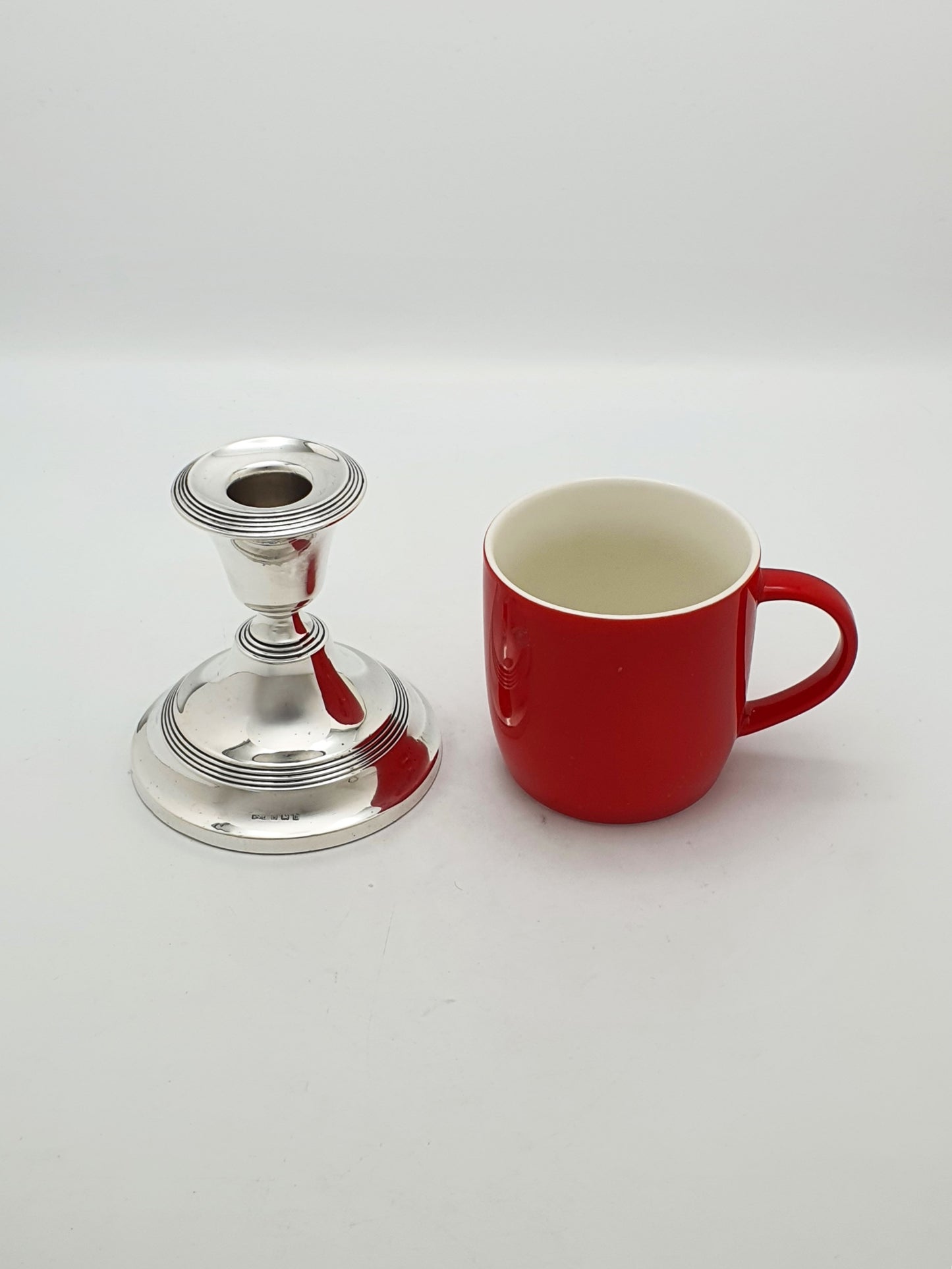 Pair of Antique George V Sterling Silver Low Candlesticks - 1919