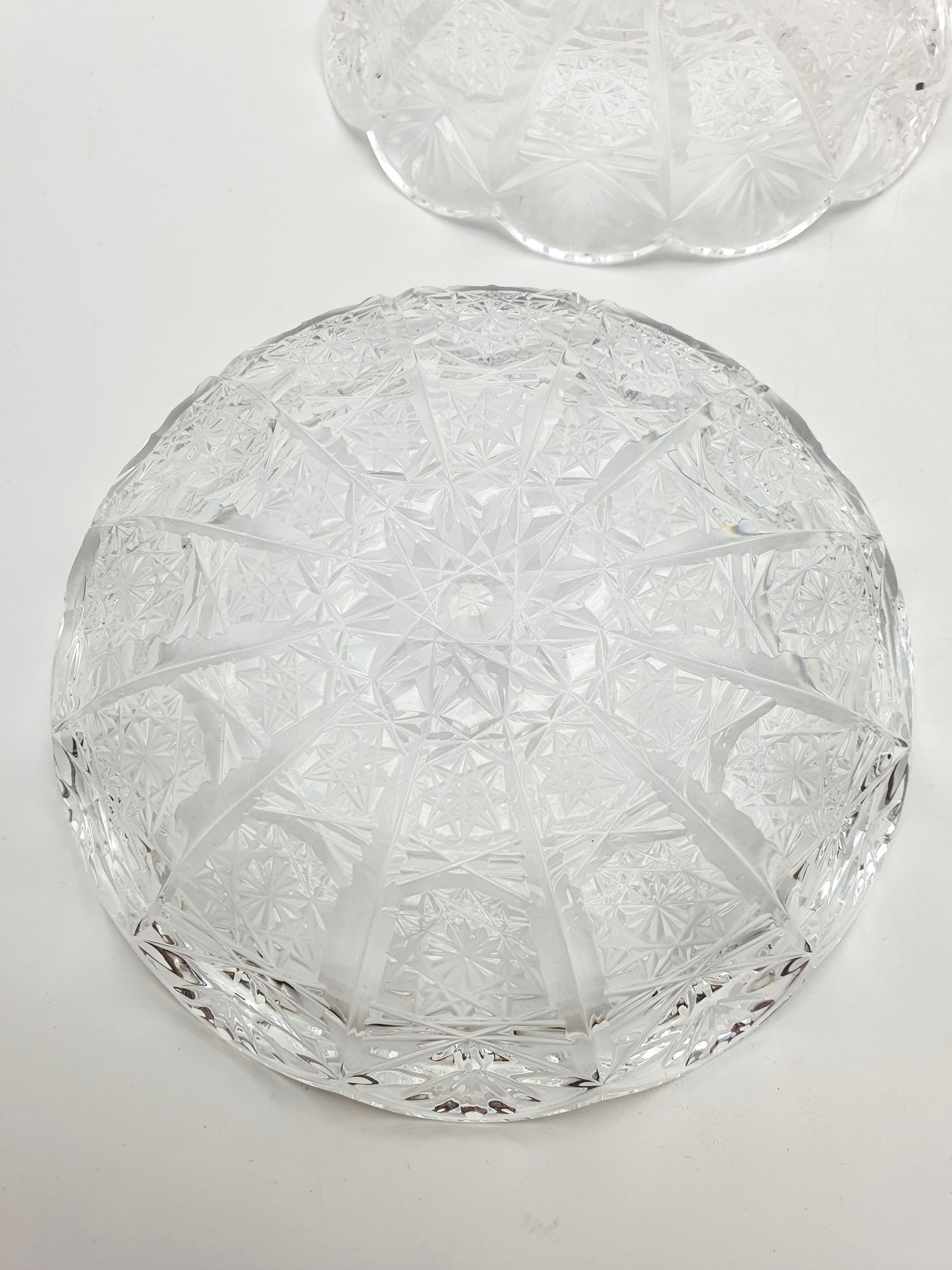 Gorgeous Set of 6 Cobweb Cut Glass Dishes – circa 1930