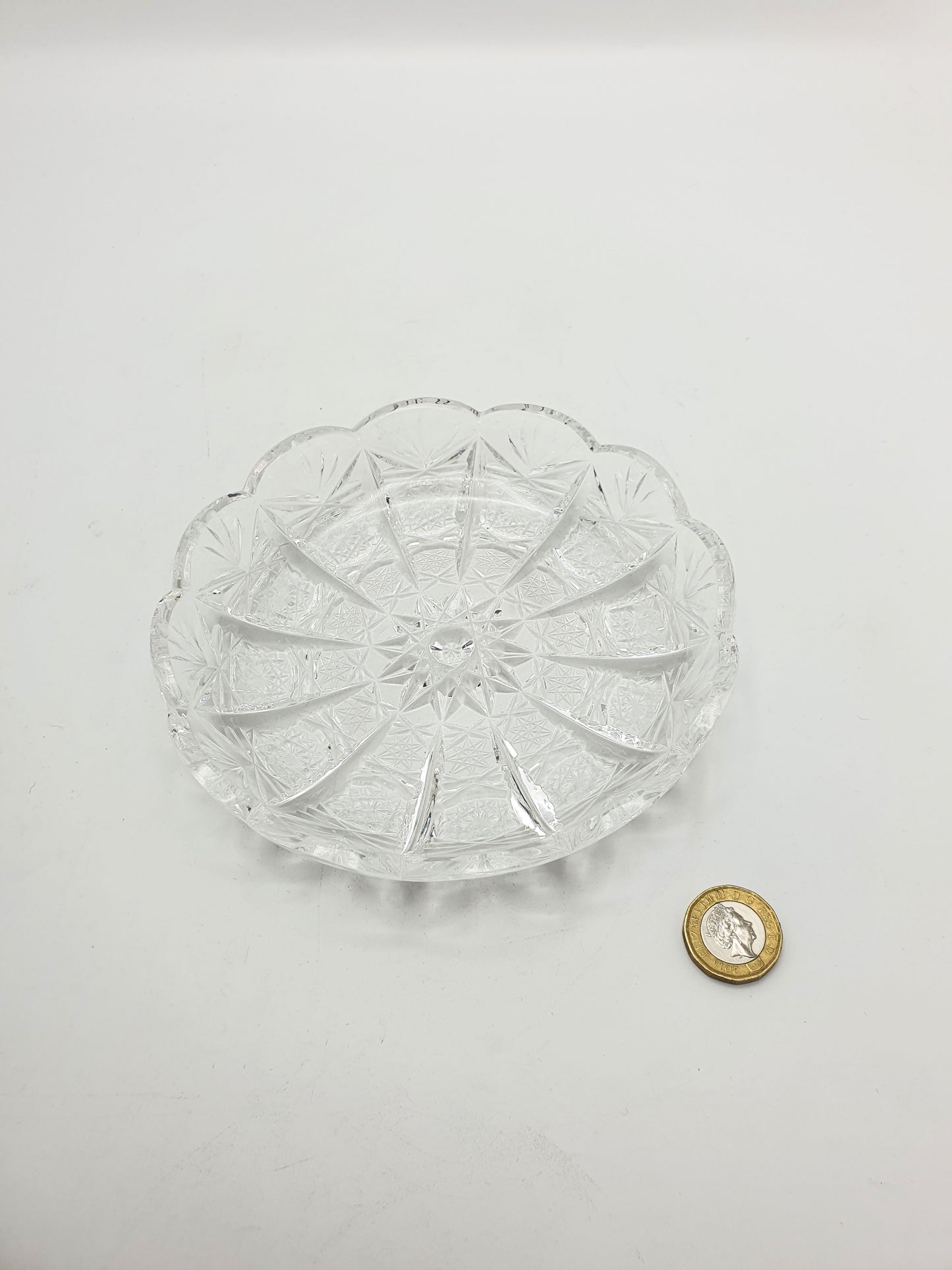 Gorgeous Set of 6 Cobweb Cut Glass Dishes – circa 1930