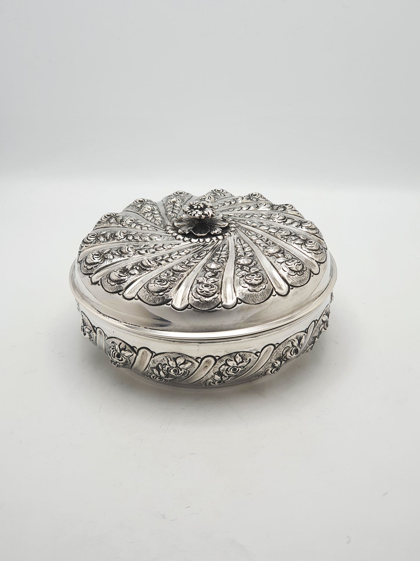 Stunning Large Continental Silver Bowl & Cover with Gilt Interior - circa 1900