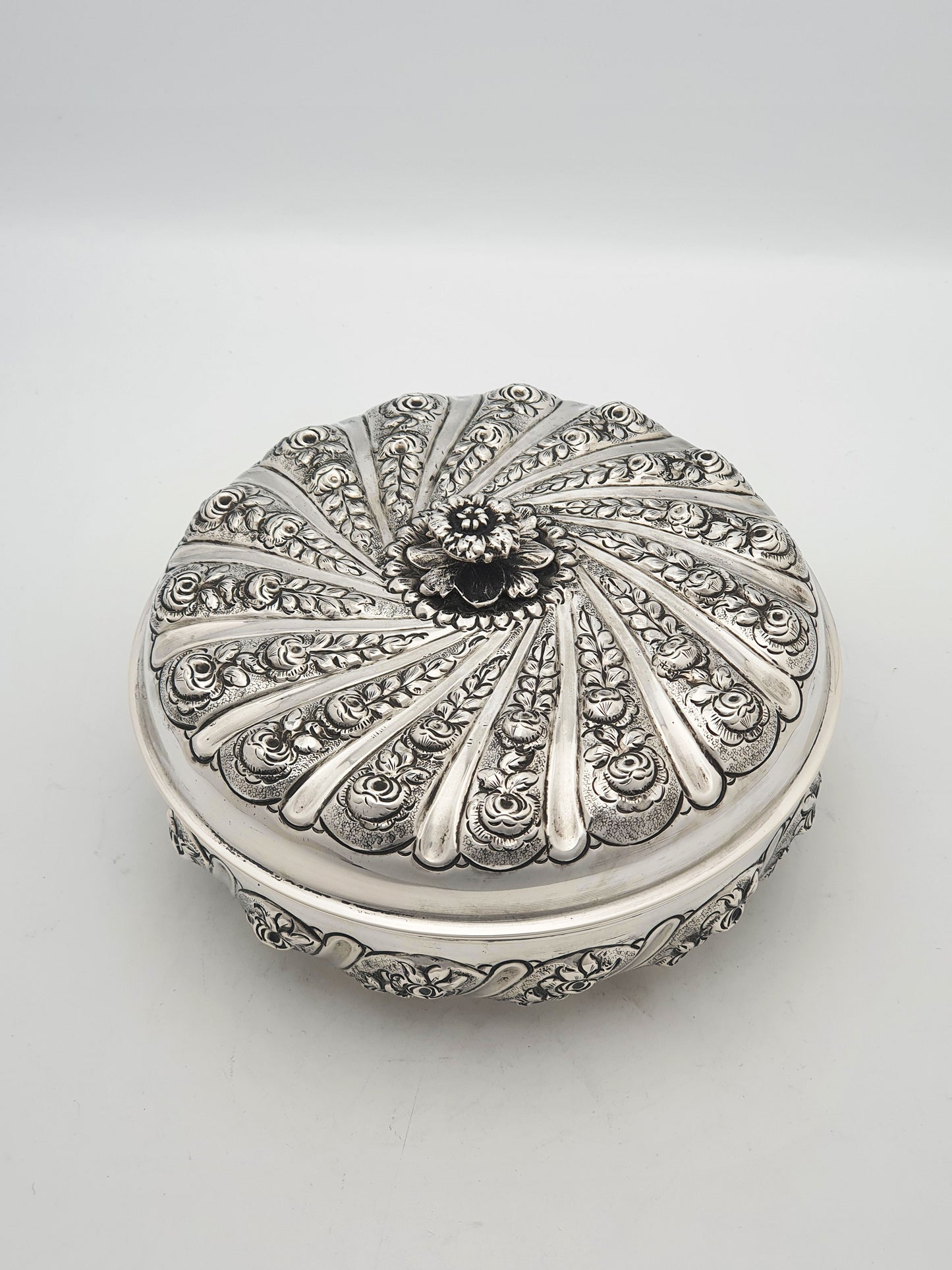 Stunning Large Continental Silver Bowl & Cover with Gilt Interior - circa 1900