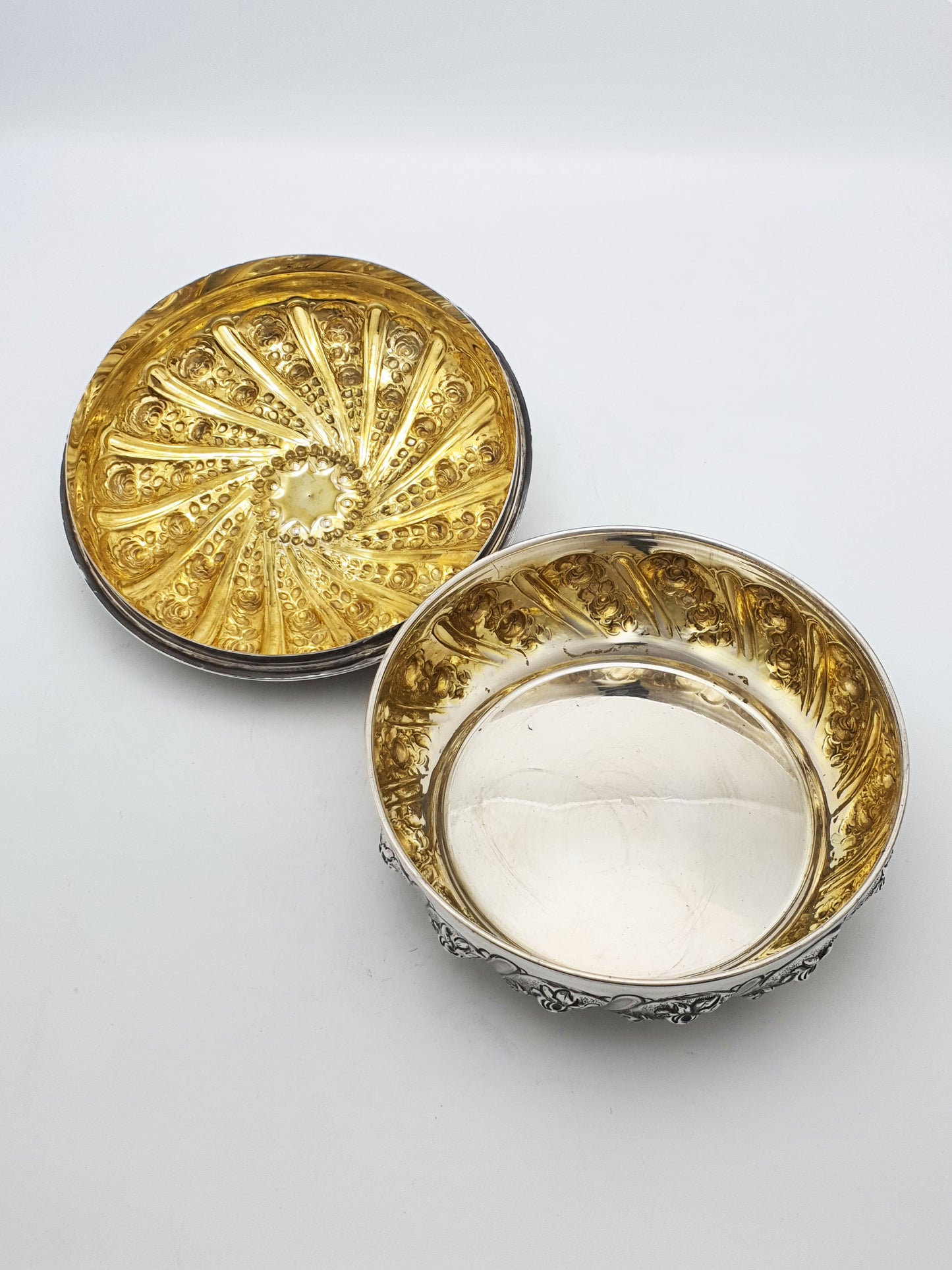 Stunning Large Continental Silver Bowl & Cover with Gilt Interior - circa 1900
