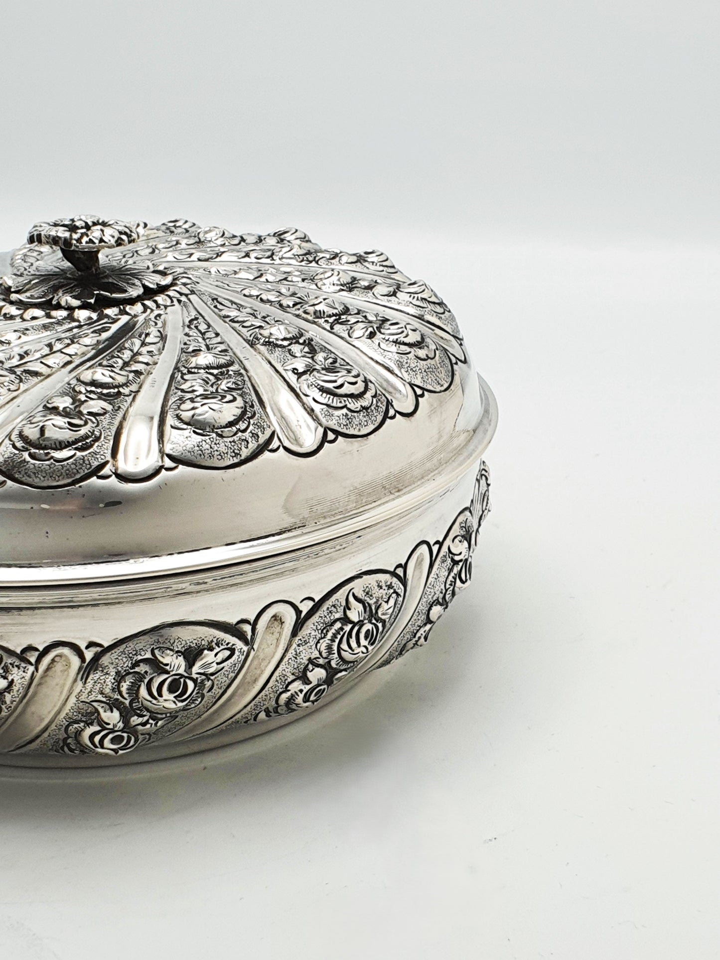 Stunning Large Continental Silver Bowl & Cover with Gilt Interior - circa 1900