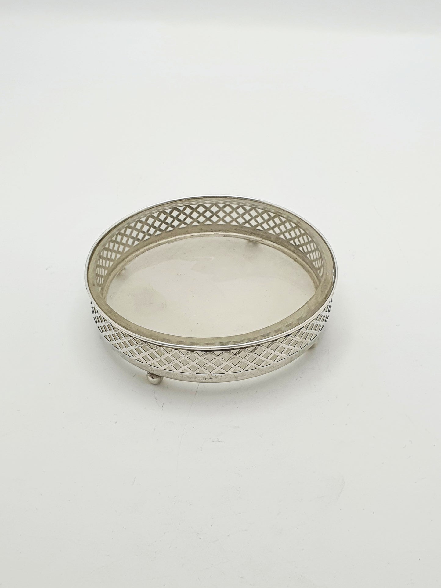 Lovely American Sterling Silver Pierced Butter Dish with Glass Liner – circa 1920
