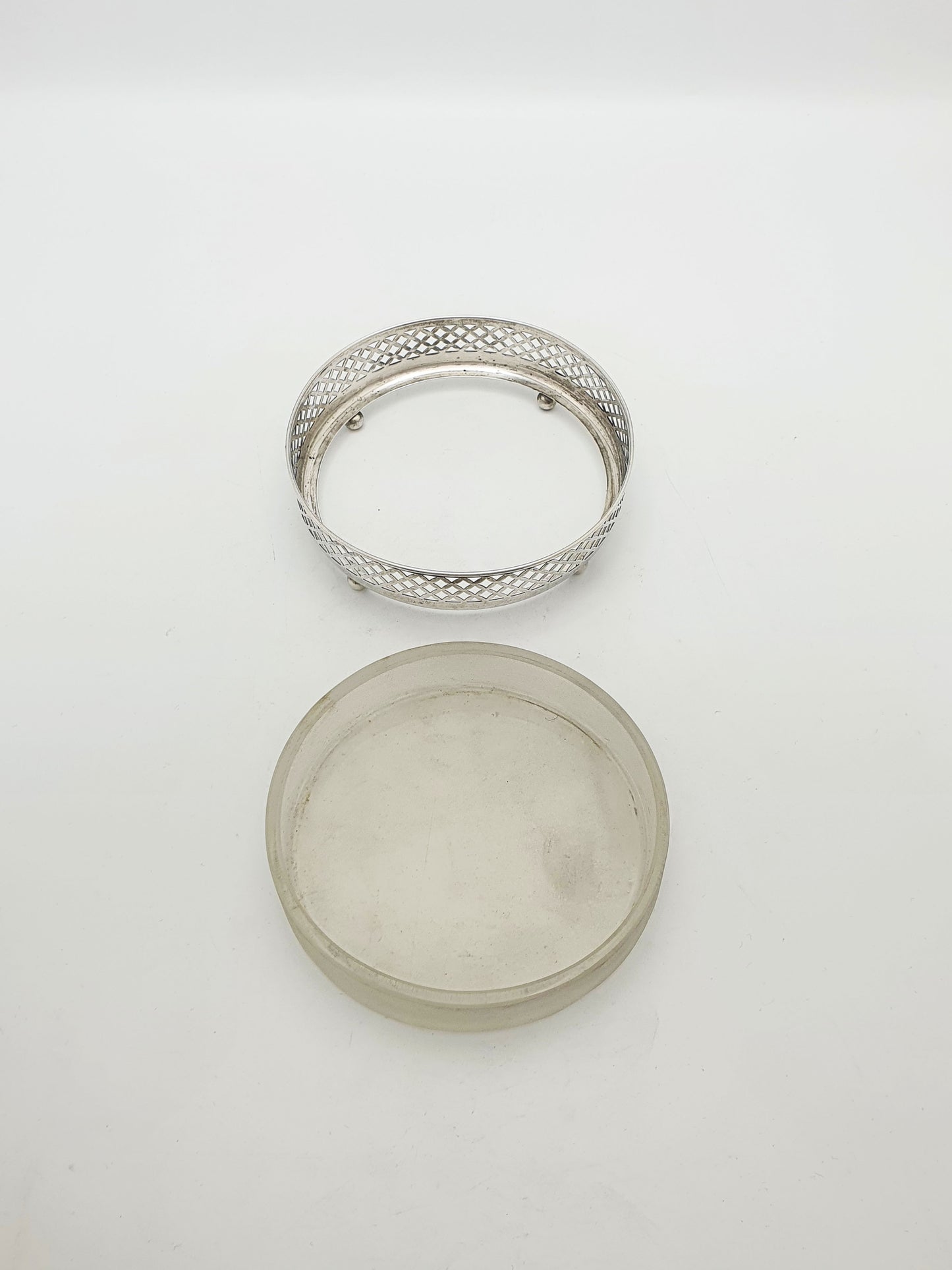 Lovely American Sterling Silver Pierced Butter Dish with Glass Liner – circa 1920