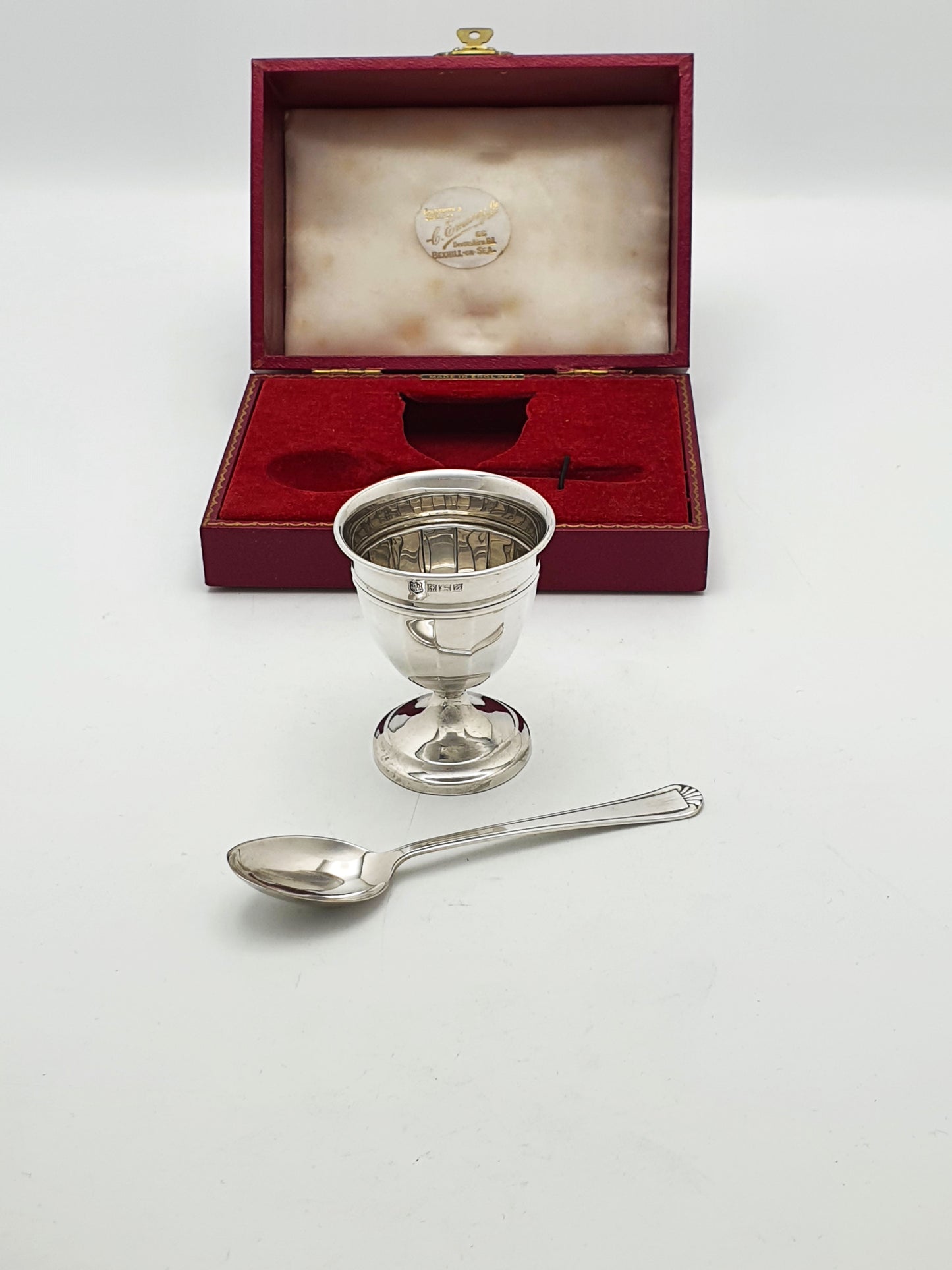 Vintage Sterling Silver Egg Cup & Spoon Set in Fitted Case - 1963