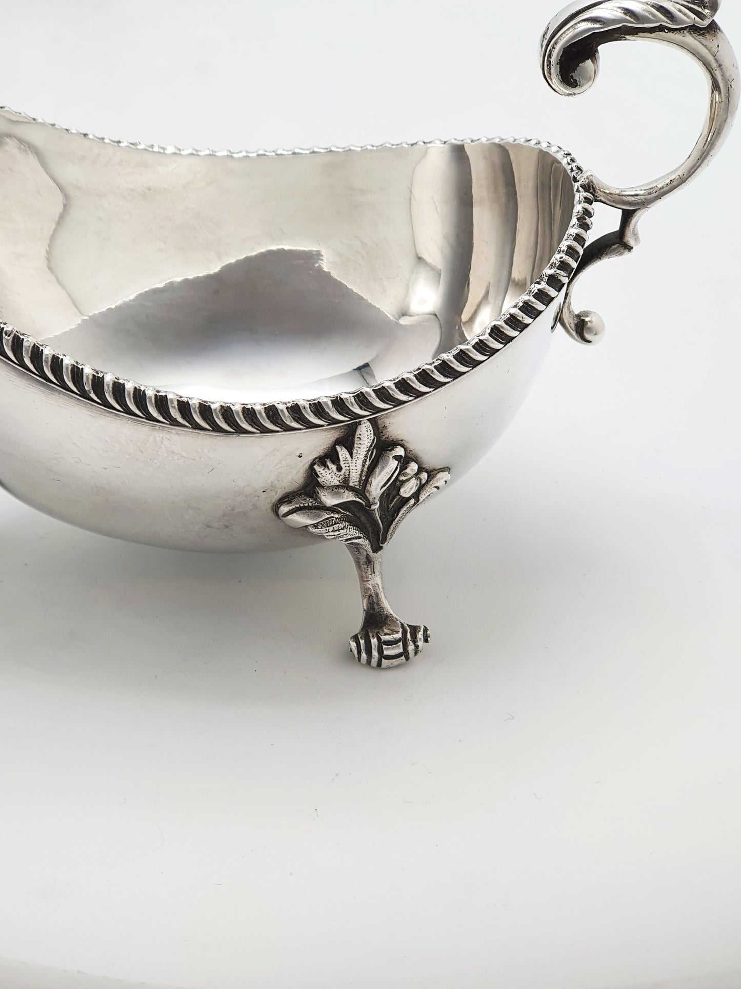 Pair of Antique Silver Plate Sauce Boats with Ornamental Leaf Detailing – circa 1920