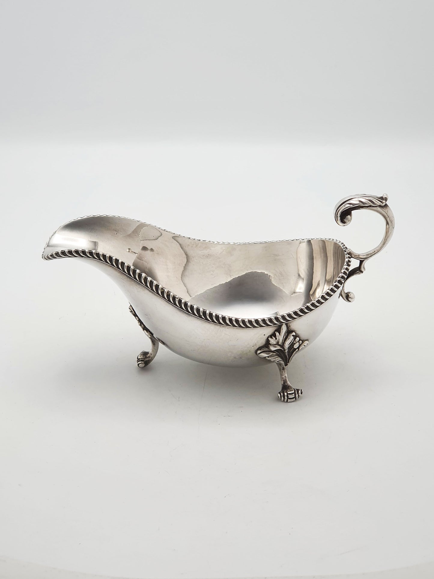 Pair of Antique Silver Plate Sauce Boats with Ornamental Leaf Detailing – circa 1920
