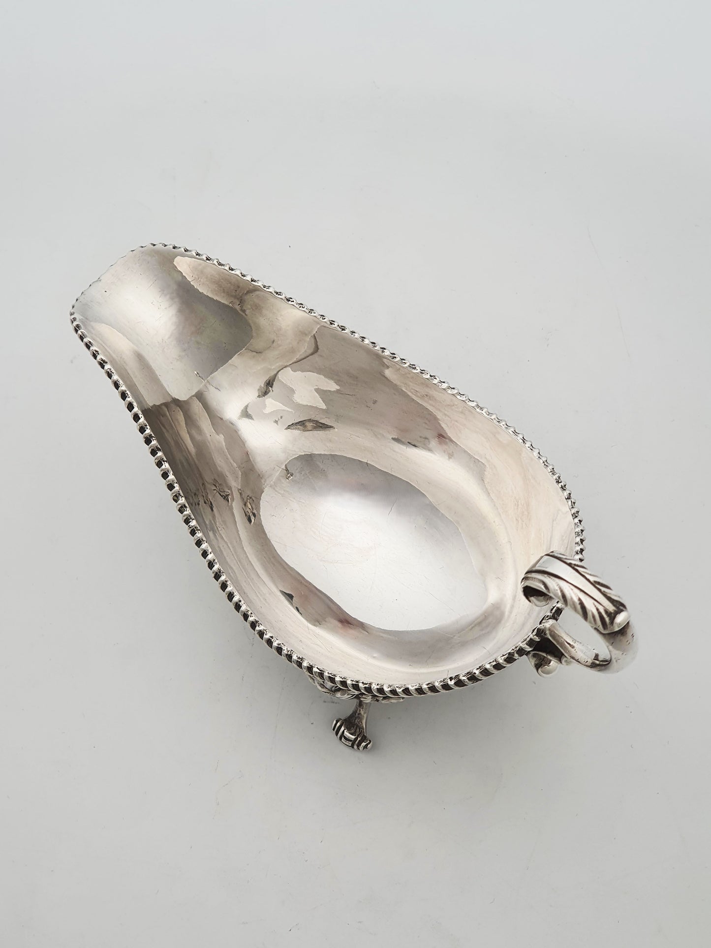 Pair of Antique Silver Plate Sauce Boats with Ornamental Leaf Detailing – circa 1920