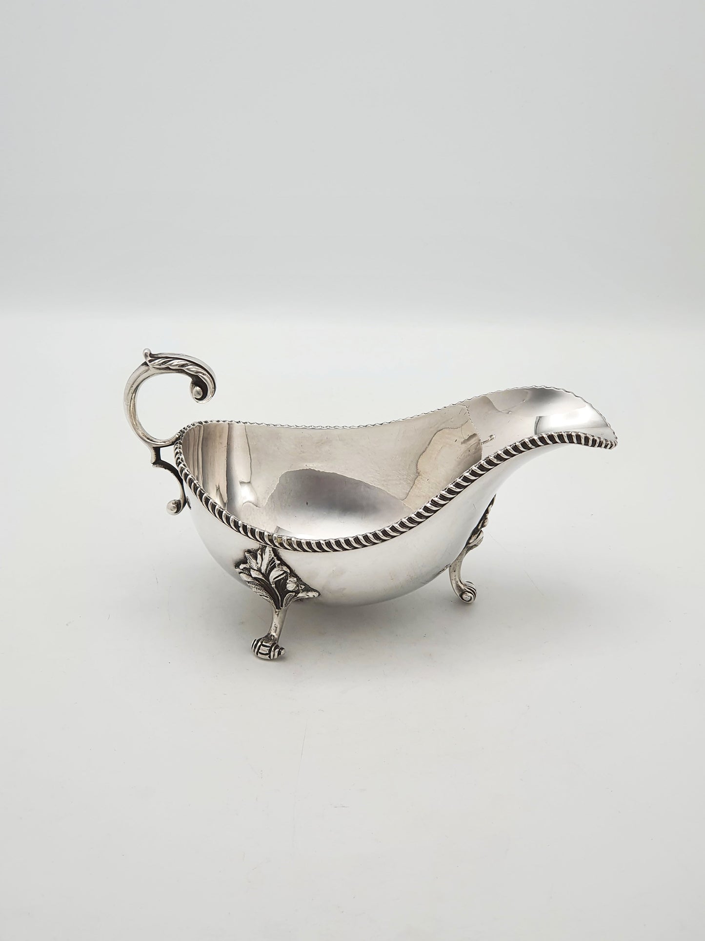 Pair of Antique Silver Plate Sauce Boats with Ornamental Leaf Detailing – circa 1920