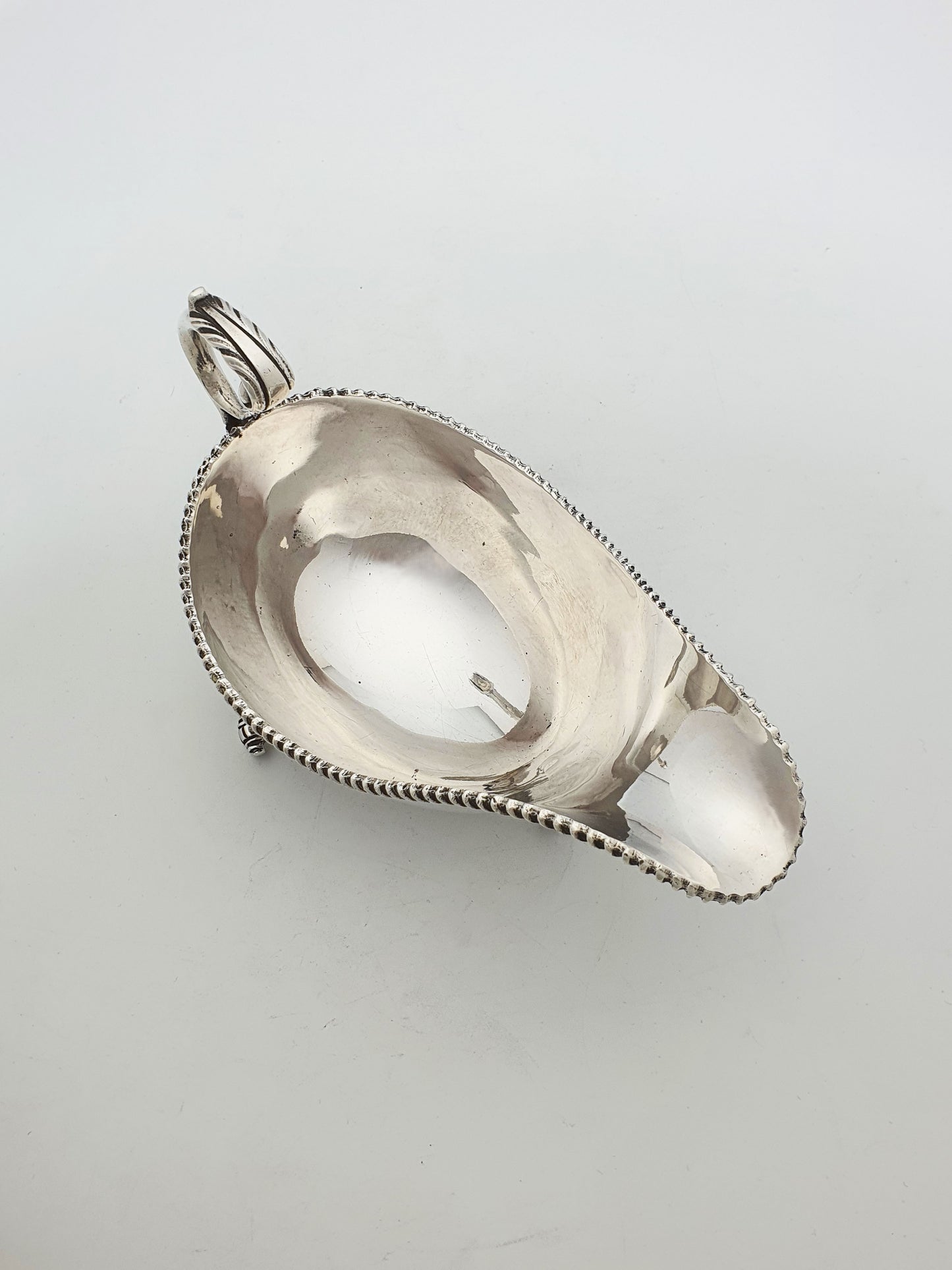 Pair of Antique Silver Plate Sauce Boats with Ornamental Leaf Detailing – circa 1920