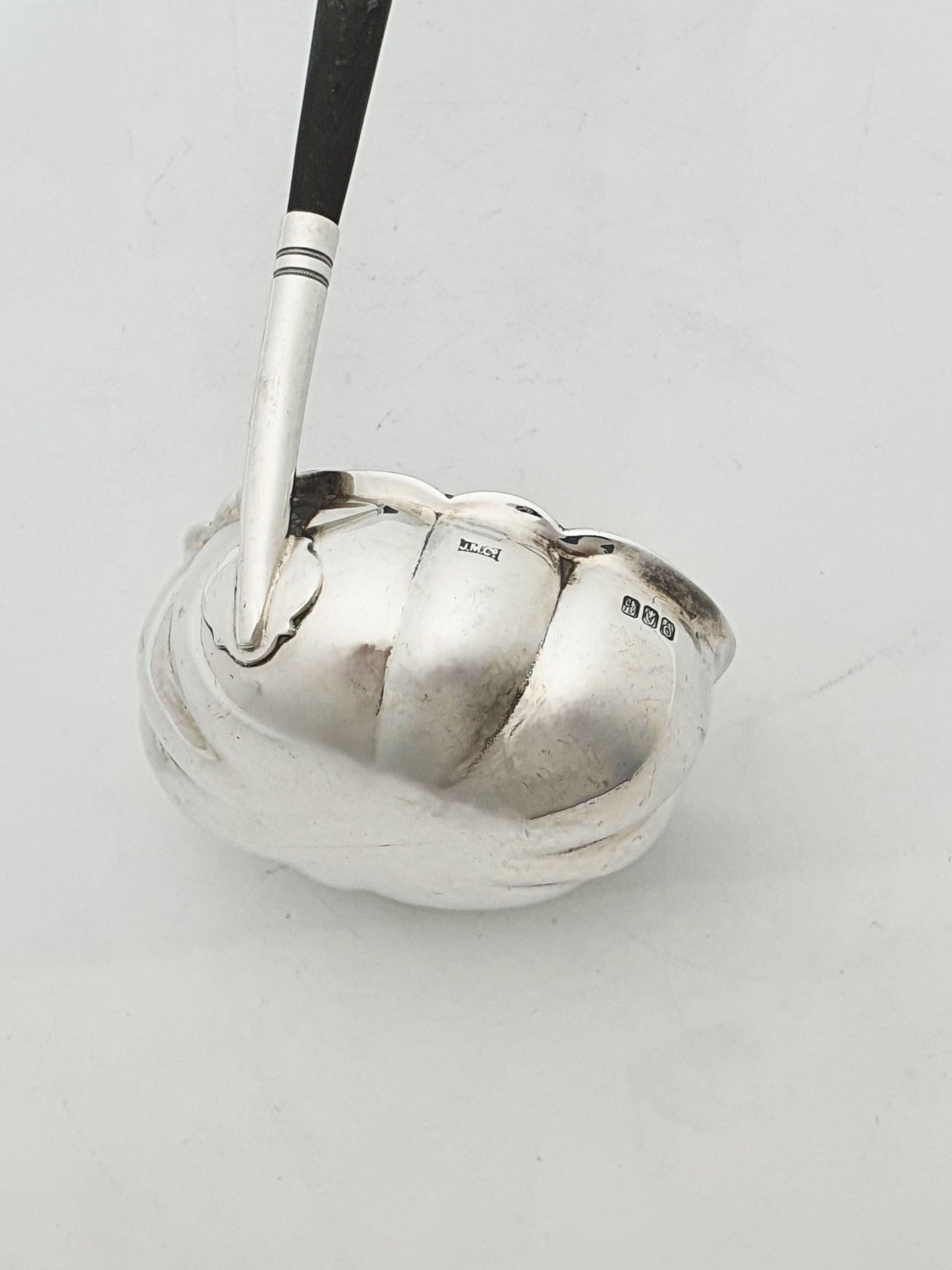 Vintage Irish Sterling Silver Punch Ladle with Ebony Handle - 1971