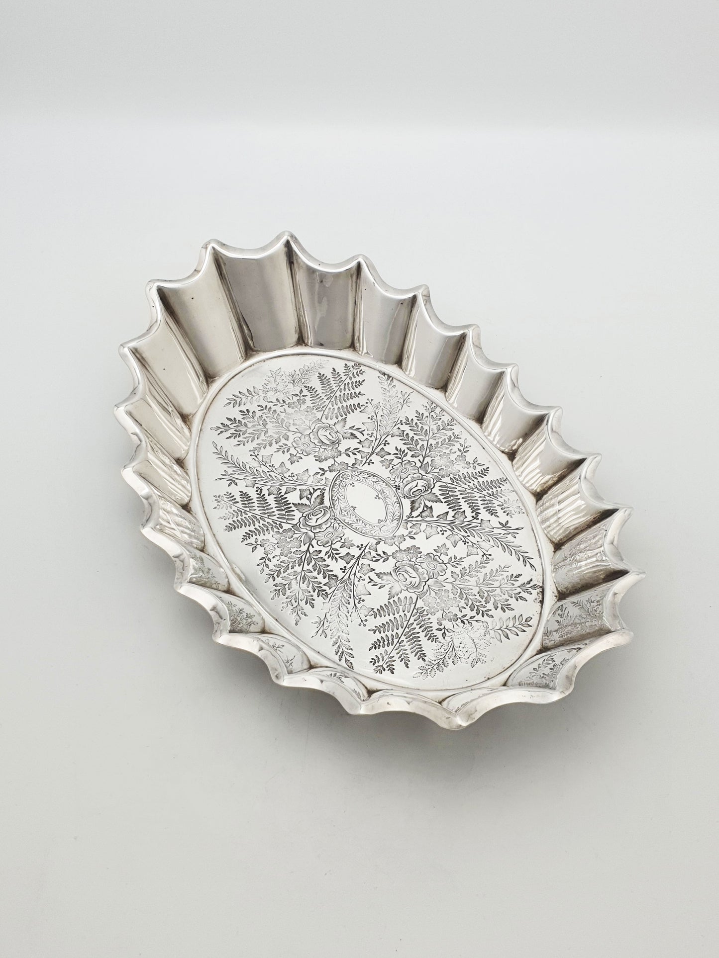 Antique Walker & Hall Silver Plate Serving Dish with Floral Engraving – circa 1890