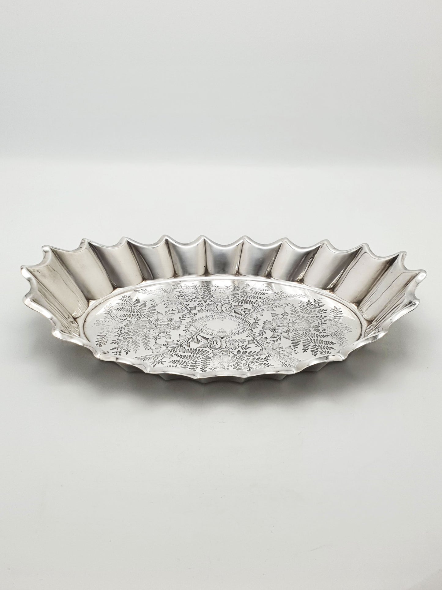 Antique Walker & Hall Silver Plate Serving Dish with Floral Engraving – circa 1890
