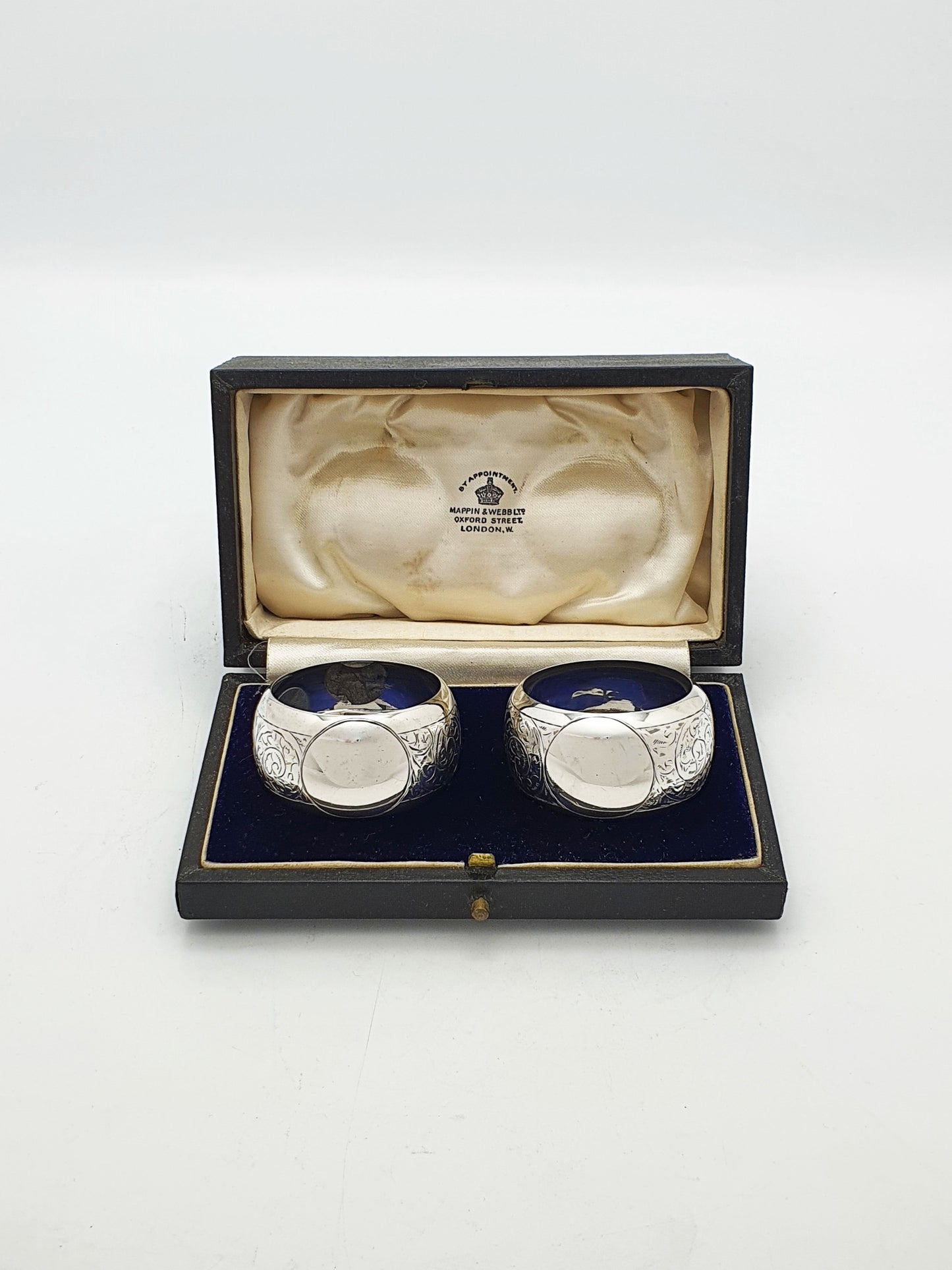 Nice Pair of Antique George V Sterling Silver Napkin Rings - 1911