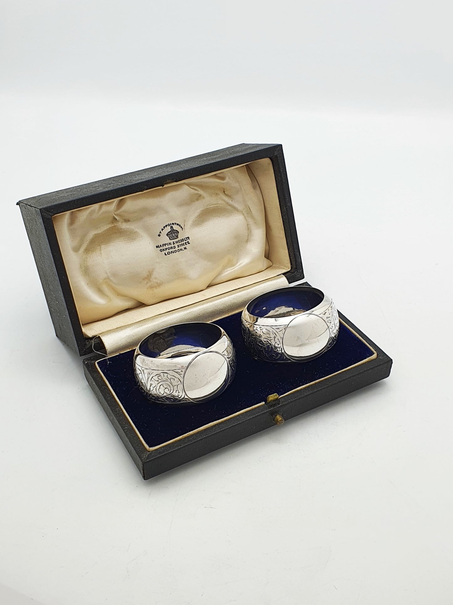 Nice Pair of Antique George V Sterling Silver Napkin Rings - 1911