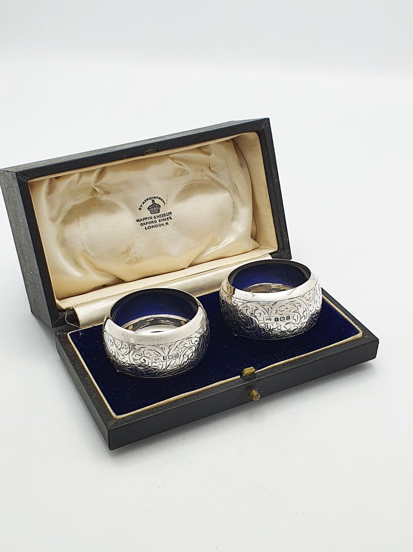 Nice Pair of Antique George V Sterling Silver Napkin Rings - 1911