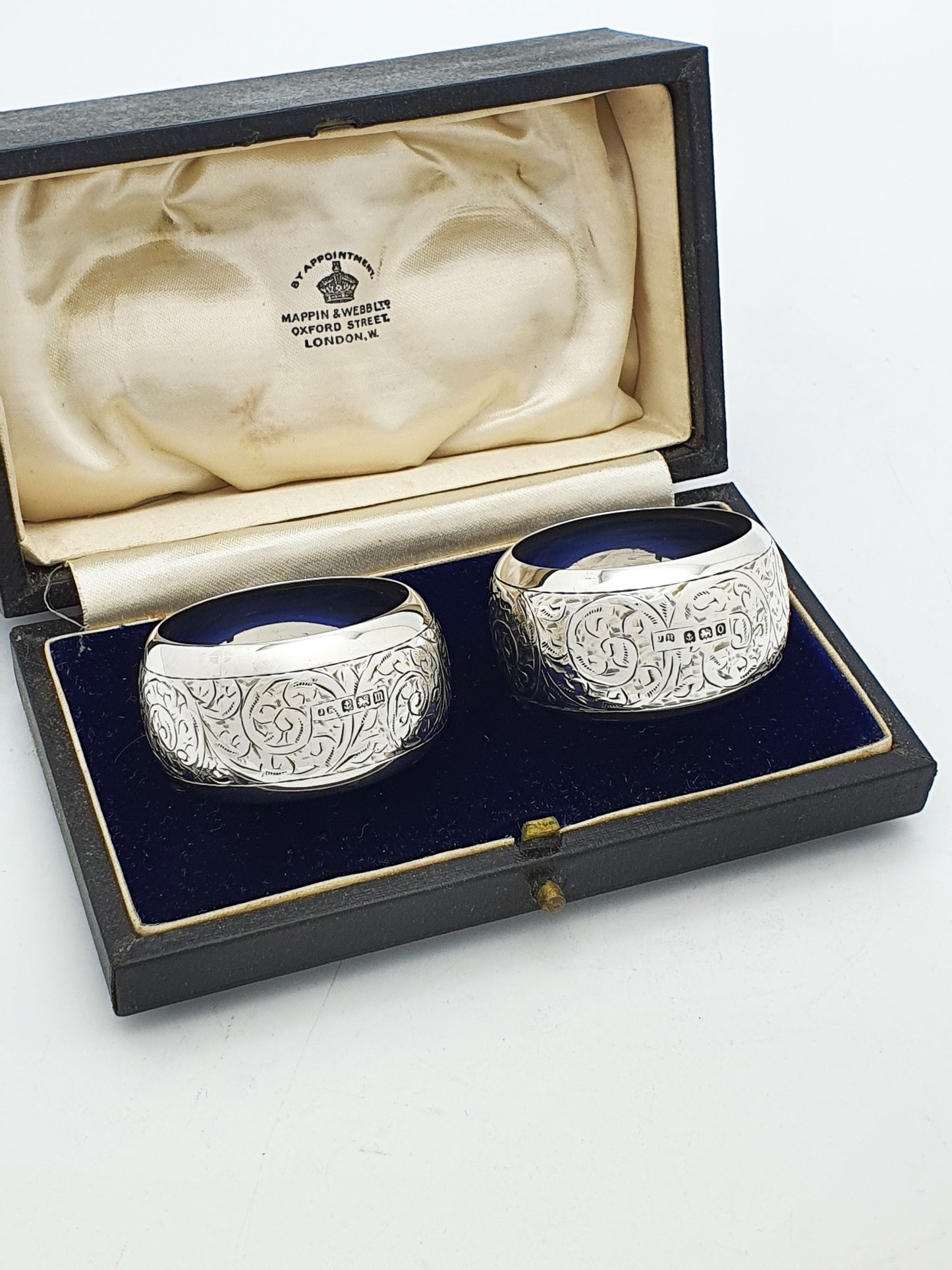 Nice Pair of Antique George V Sterling Silver Napkin Rings - 1911
