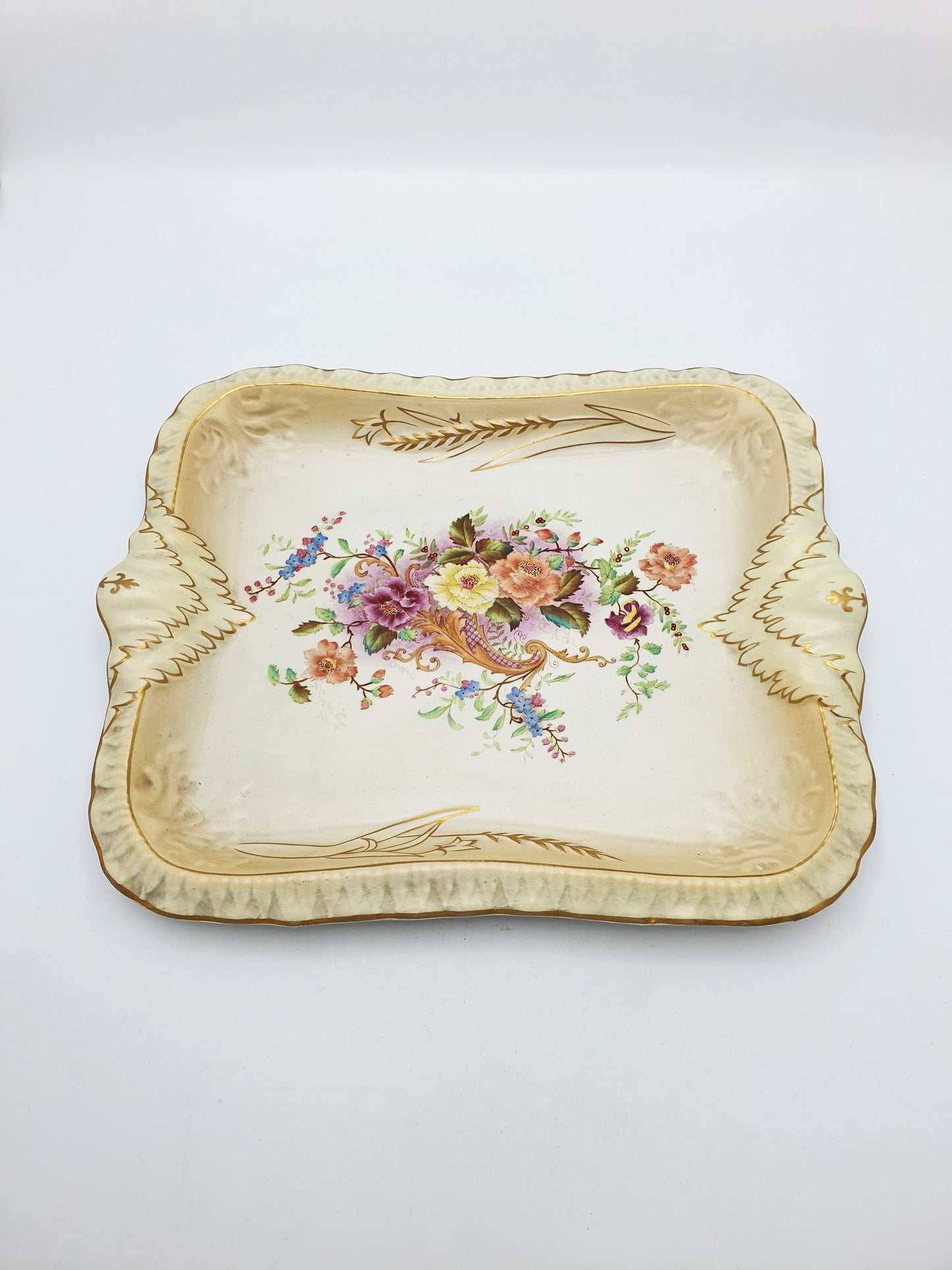 Lovely Antique Carlton Ware Floral & Gilt Rectangular Serving Tray - 1896