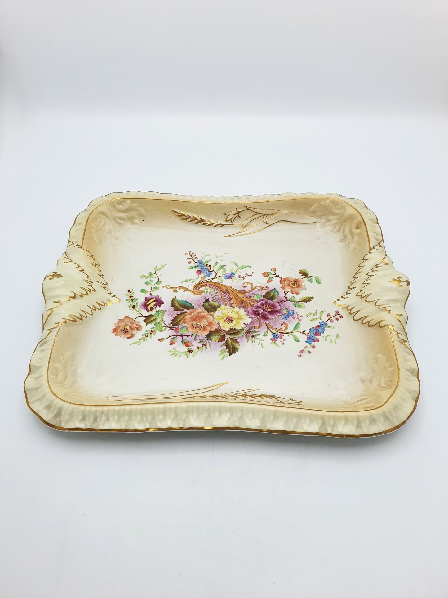 Lovely Antique Carlton Ware Floral & Gilt Rectangular Serving Tray - 1896