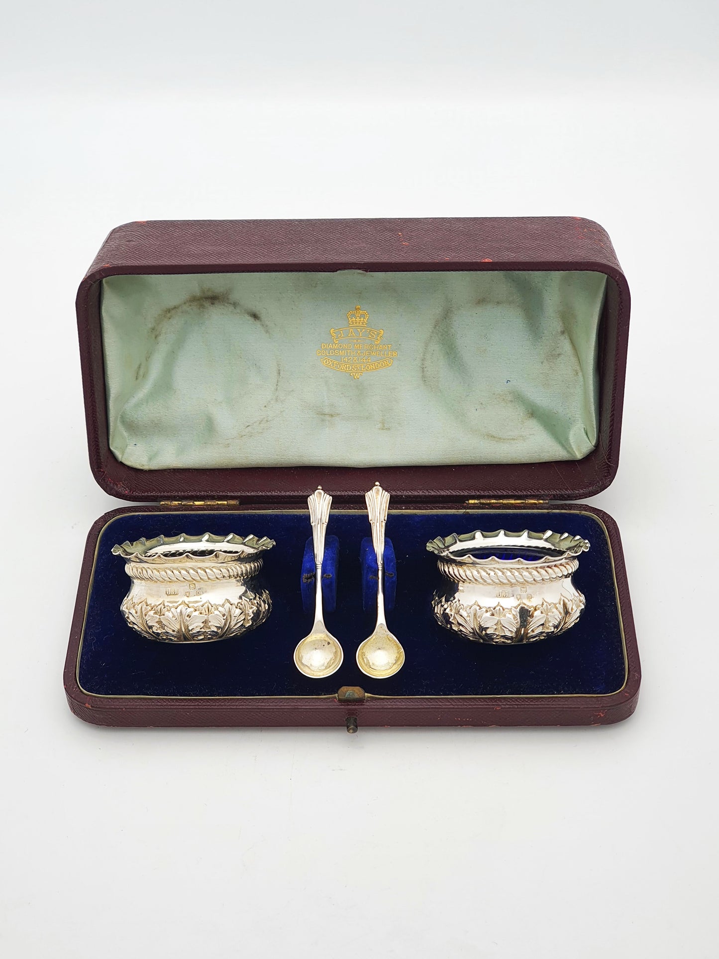 Good Antique Sterling Silver Salt Set – London, 1897