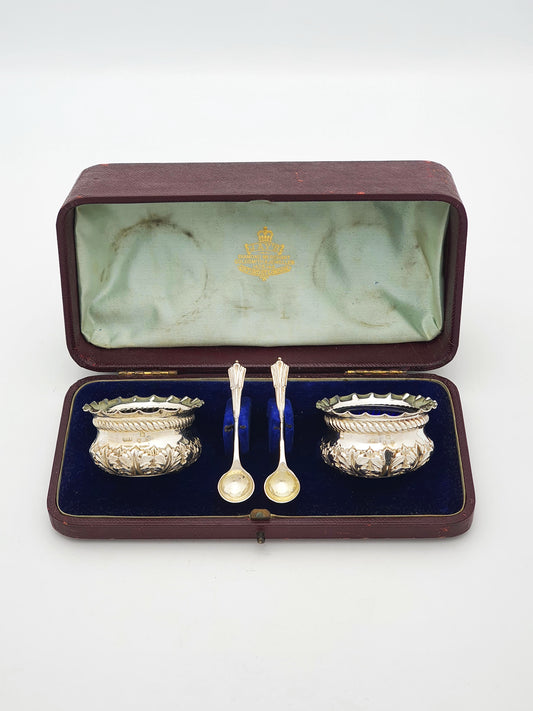Good Antique Sterling Silver Salt Set – London, 1897