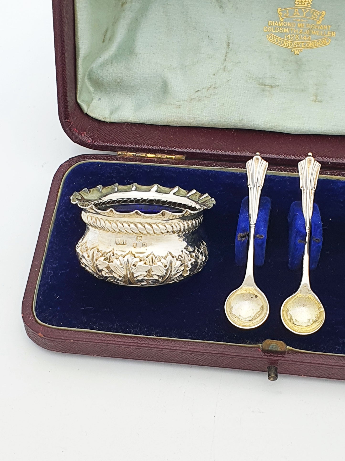 Good Antique Sterling Silver Salt Set – London, 1897
