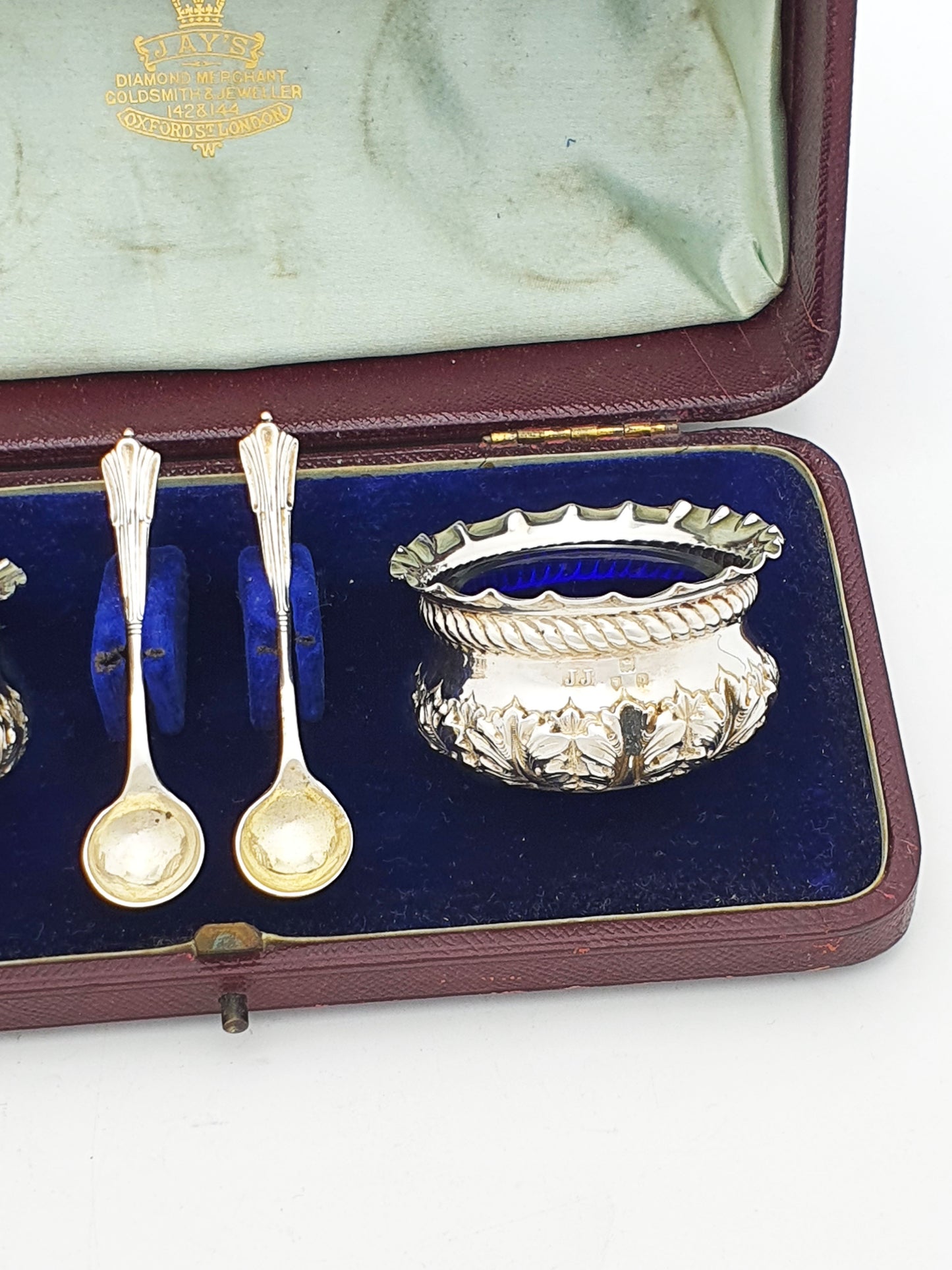 Good Antique Sterling Silver Salt Set – London, 1897