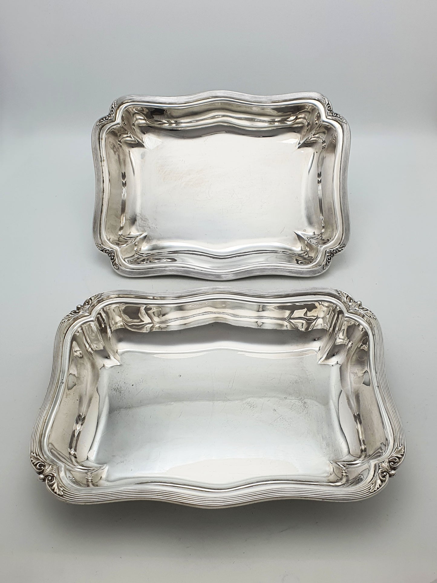 Pair of Fabulous Antique Edwardian Entrée Dishes with Rococo Borders – circa 1905