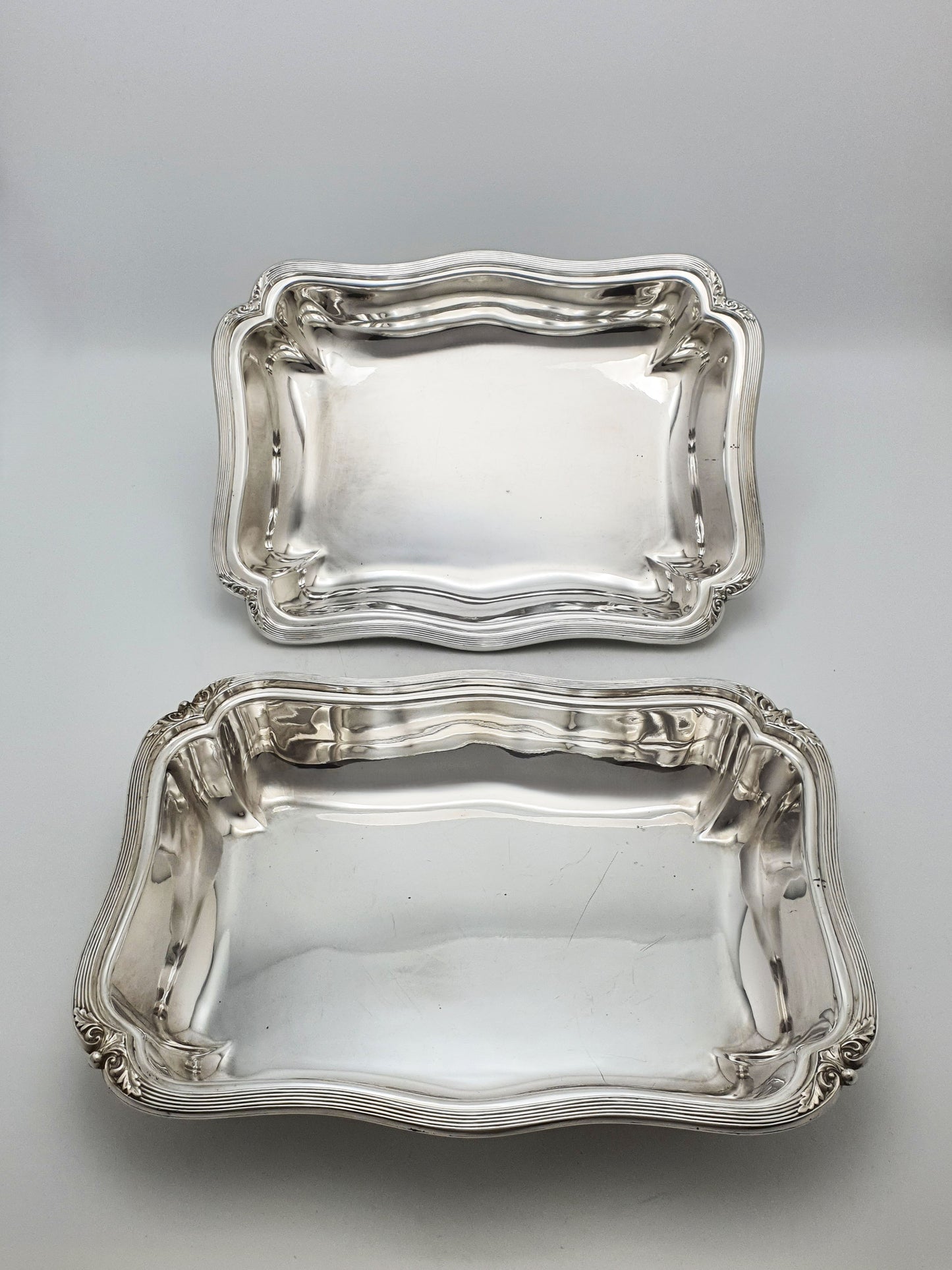 Pair of Fabulous Antique Edwardian Entrée Dishes with Rococo Borders – circa 1905