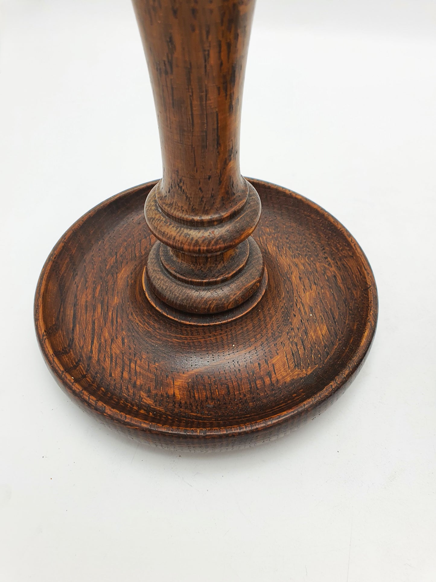 Lovely Pair of Turned Oak and Brass Candlesticks – circa 1920