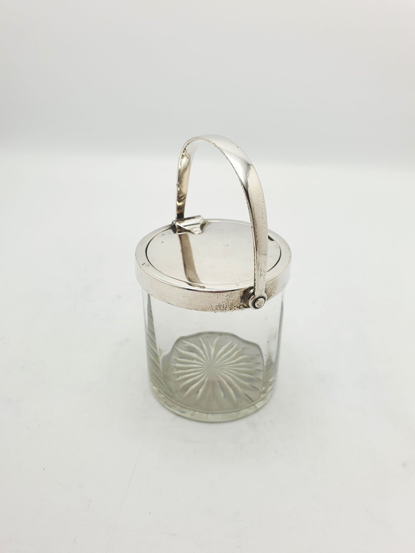 Nice Antique Sterling Silver and Cut Glass Condiment Jar - 1924