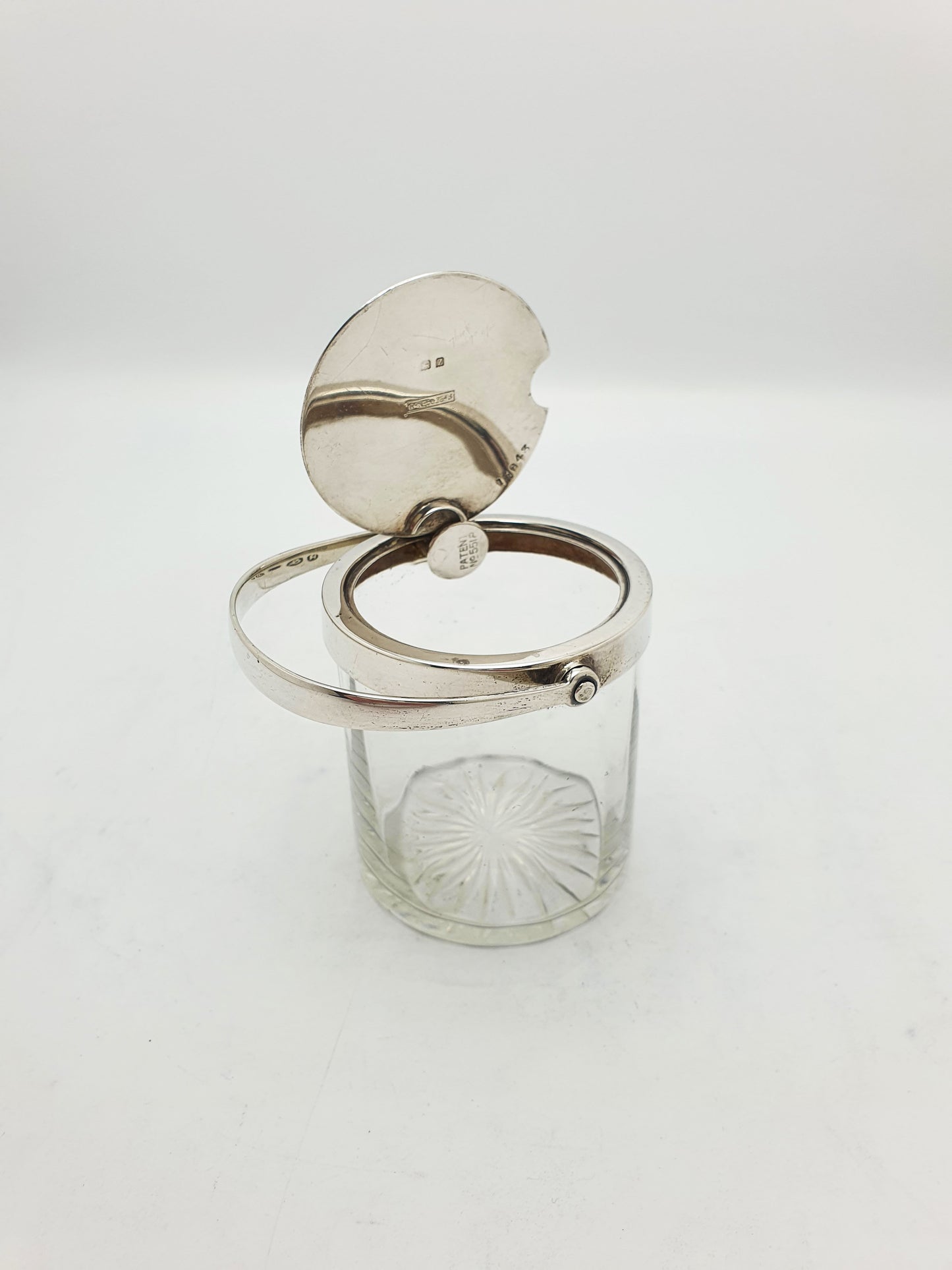 Nice Antique Sterling Silver and Cut Glass Condiment Jar - 1924