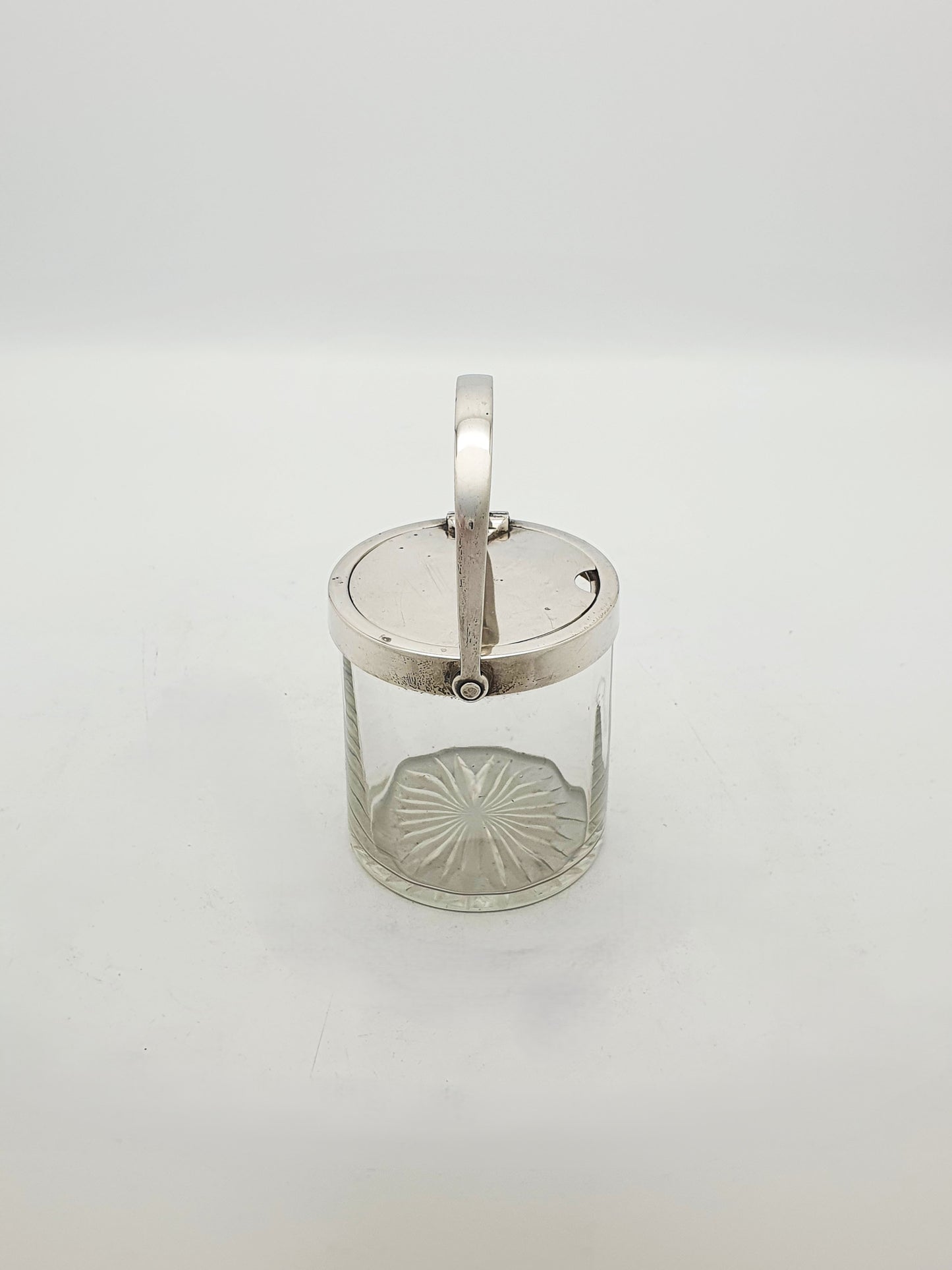 Nice Antique Sterling Silver and Cut Glass Condiment Jar - 1924