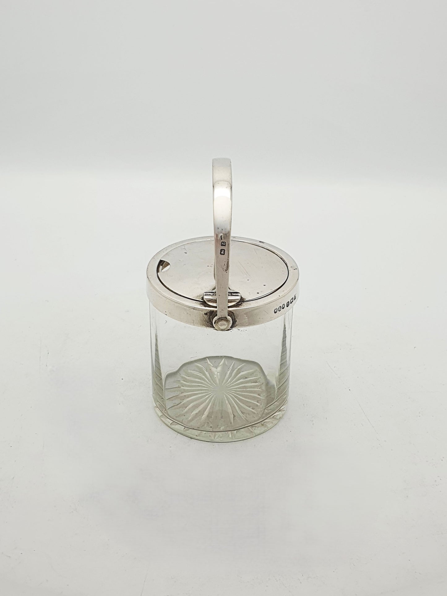 Nice Antique Sterling Silver and Cut Glass Condiment Jar - 1924
