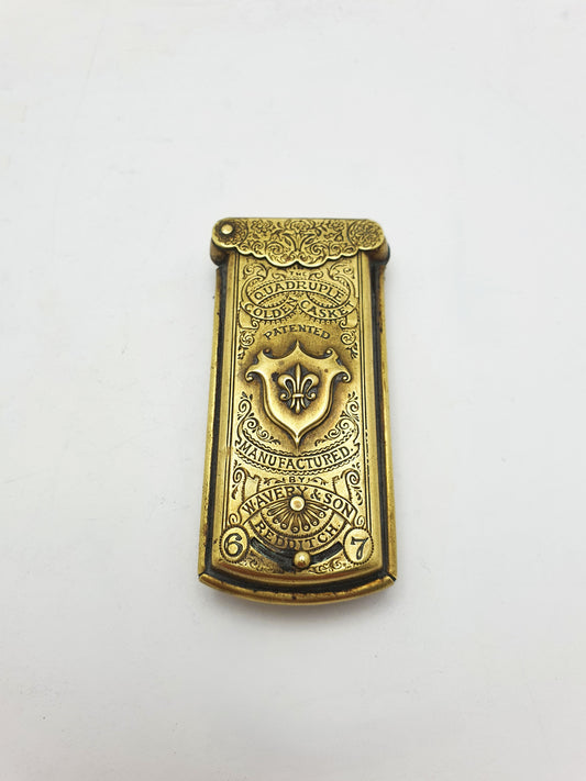 Antique Victorian Brass “Quadruble Golden Casket” Needle Case – circa 1890