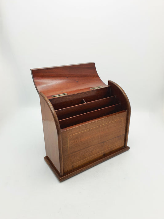 Nice Antique Edwardian Mahogany Hinged-Lid Desk Tidy with Inlaid Detail – circa 1905