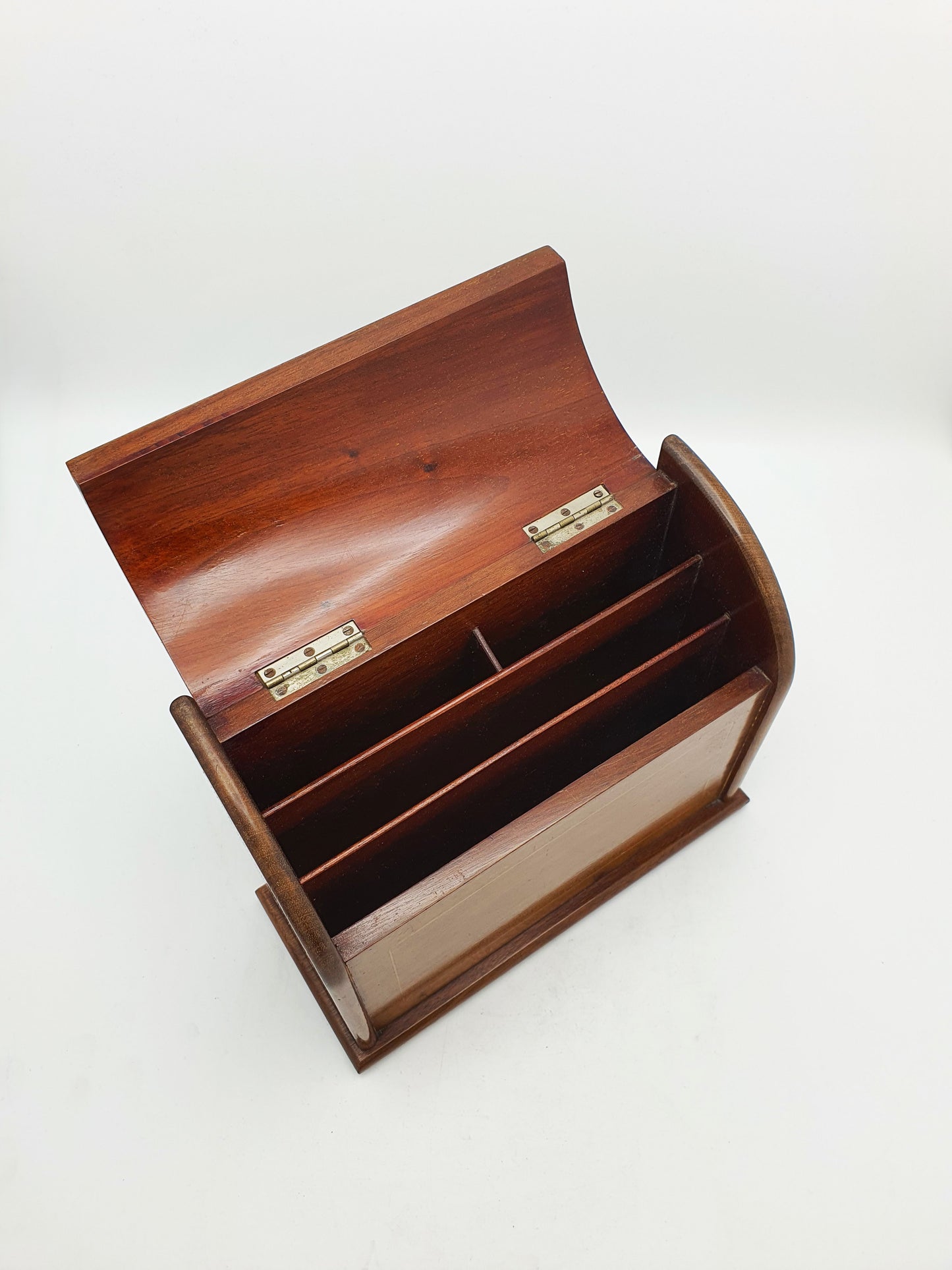 Nice Antique Edwardian Mahogany Hinged-Lid Desk Tidy with Inlaid Detail – circa 1905