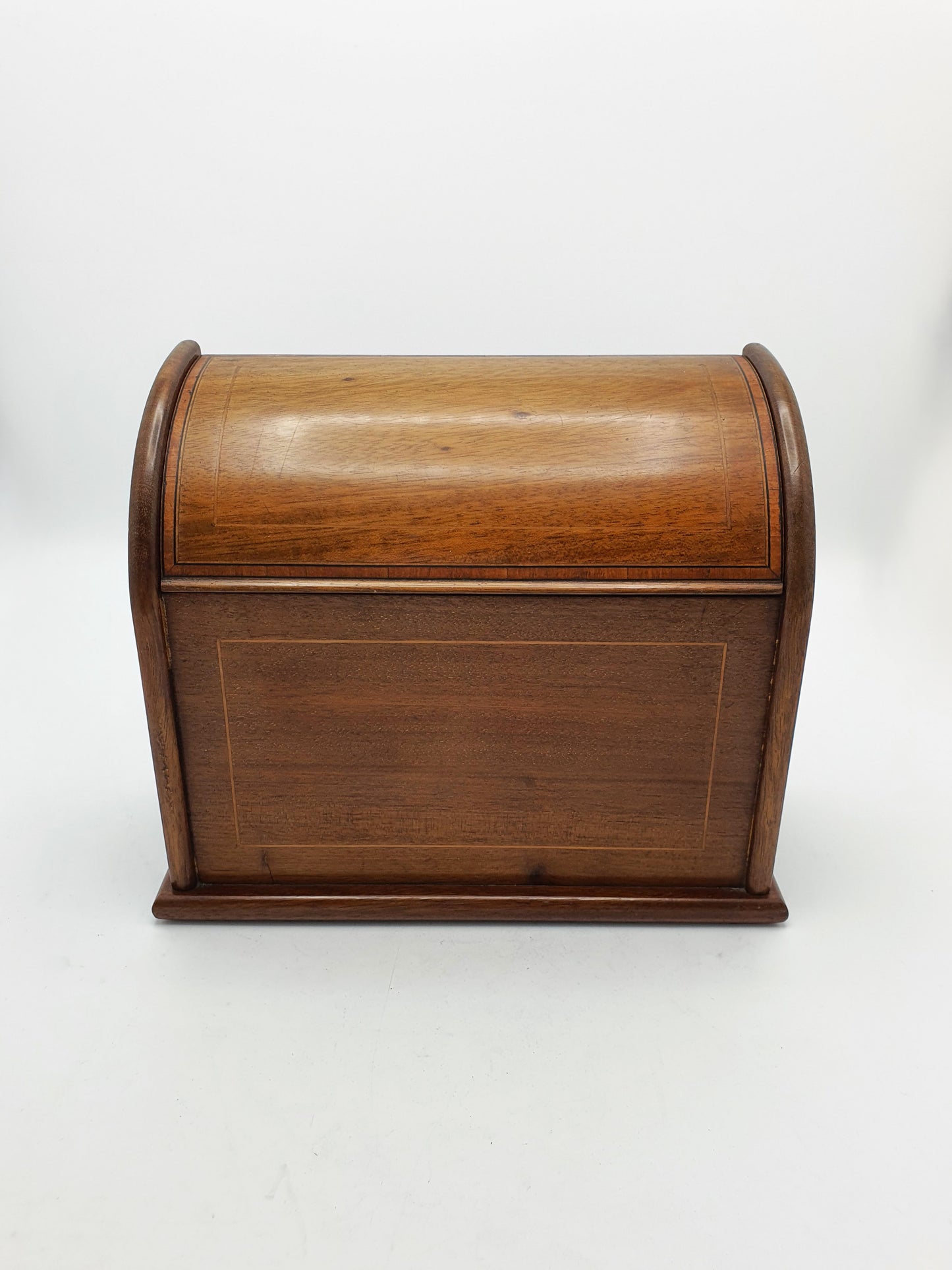 Nice Antique Edwardian Mahogany Hinged-Lid Desk Tidy with Inlaid Detail – circa 1905