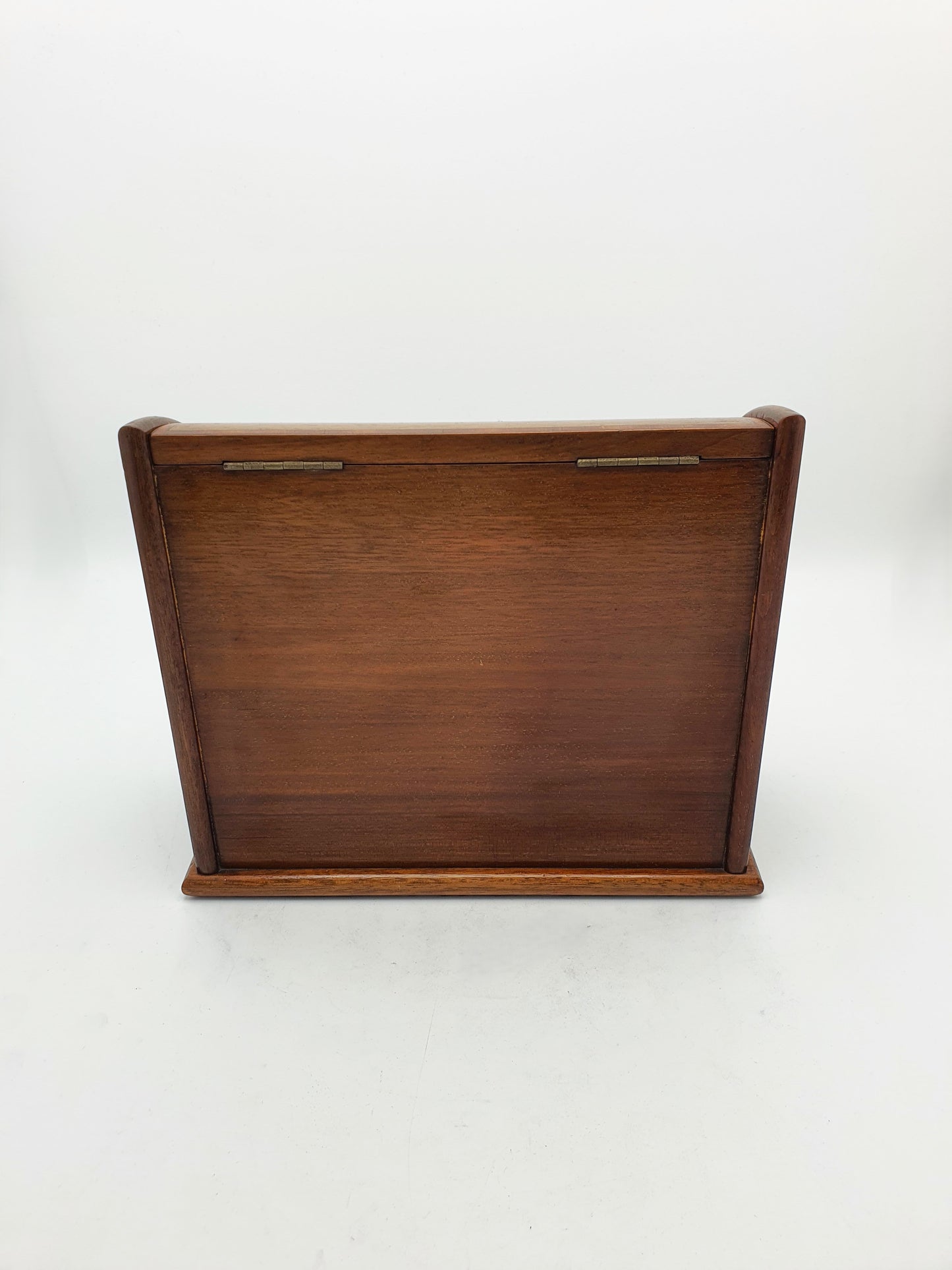 Nice Antique Edwardian Mahogany Hinged-Lid Desk Tidy with Inlaid Detail – circa 1905