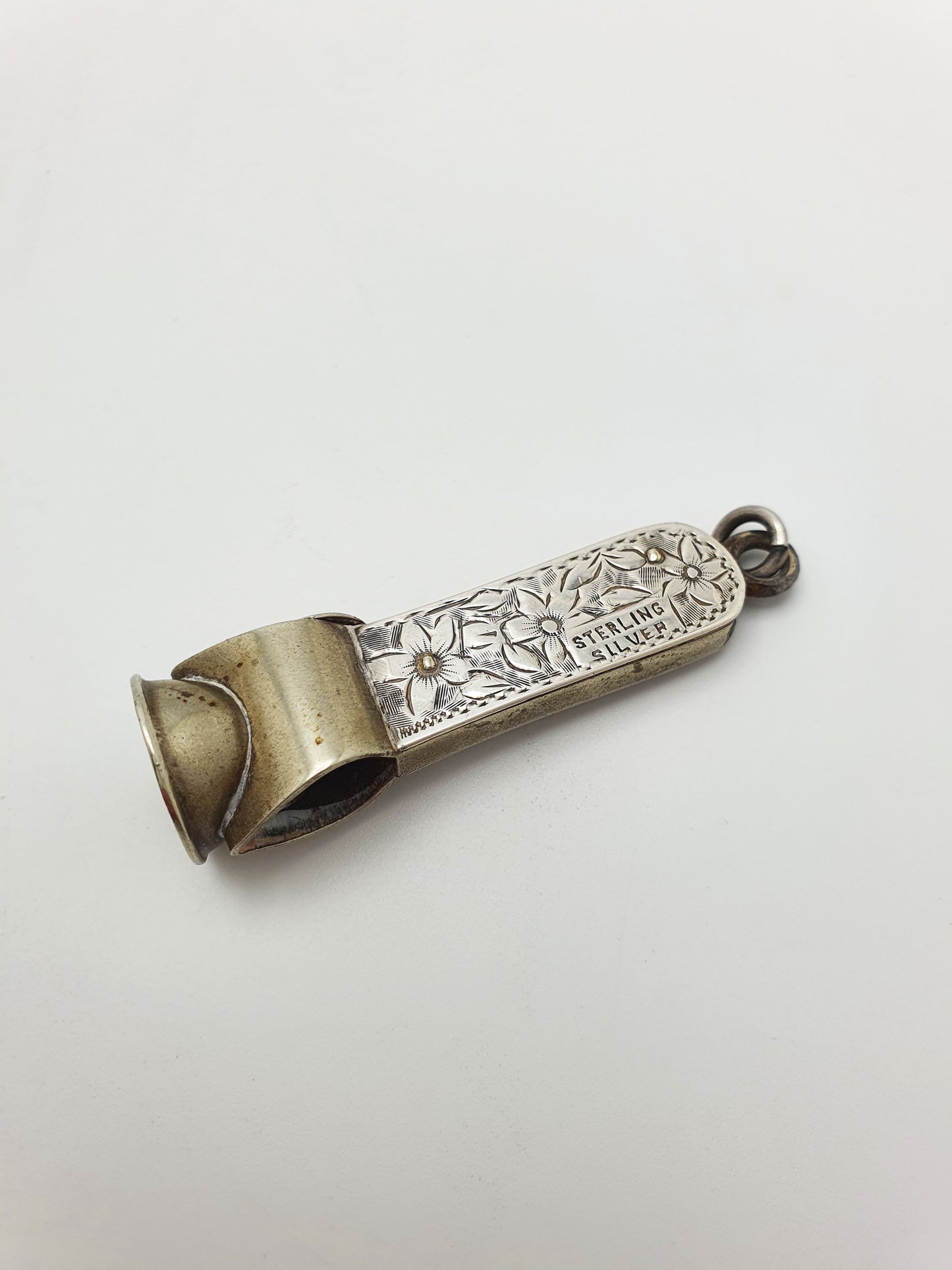 Nice Small Antique Sterling Silver Floral-Engraved Cigar Cutter – circa 1900