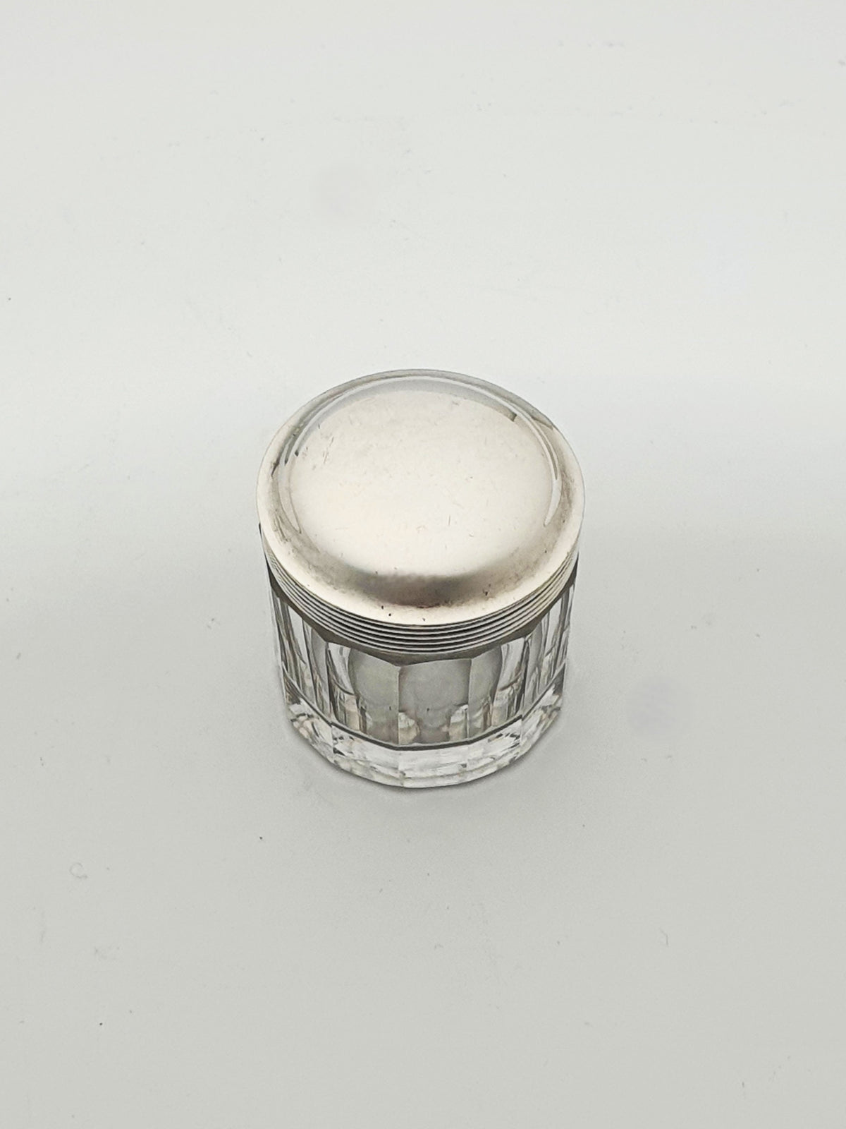 Antique Georgian Sterling Silver Lidded Cut Glass Trinket Jar - 1824