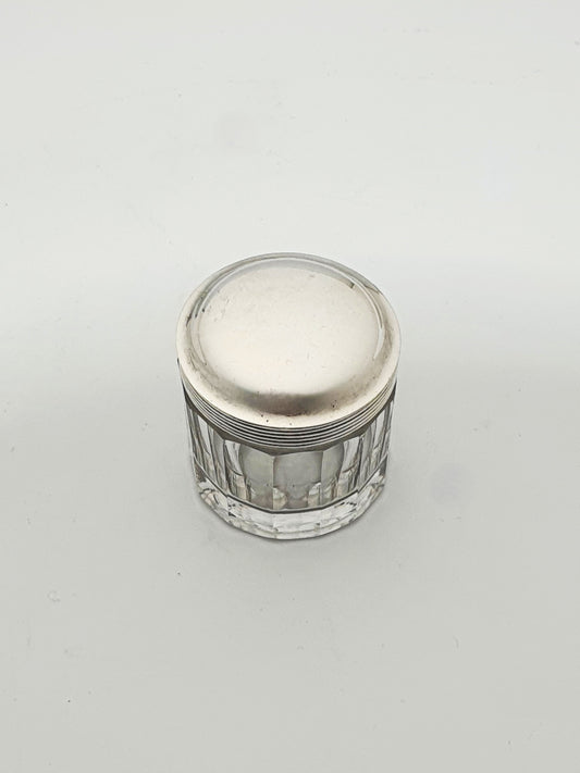 Antique Georgian Sterling Silver Lidded Cut Glass Trinket Jar - 1824