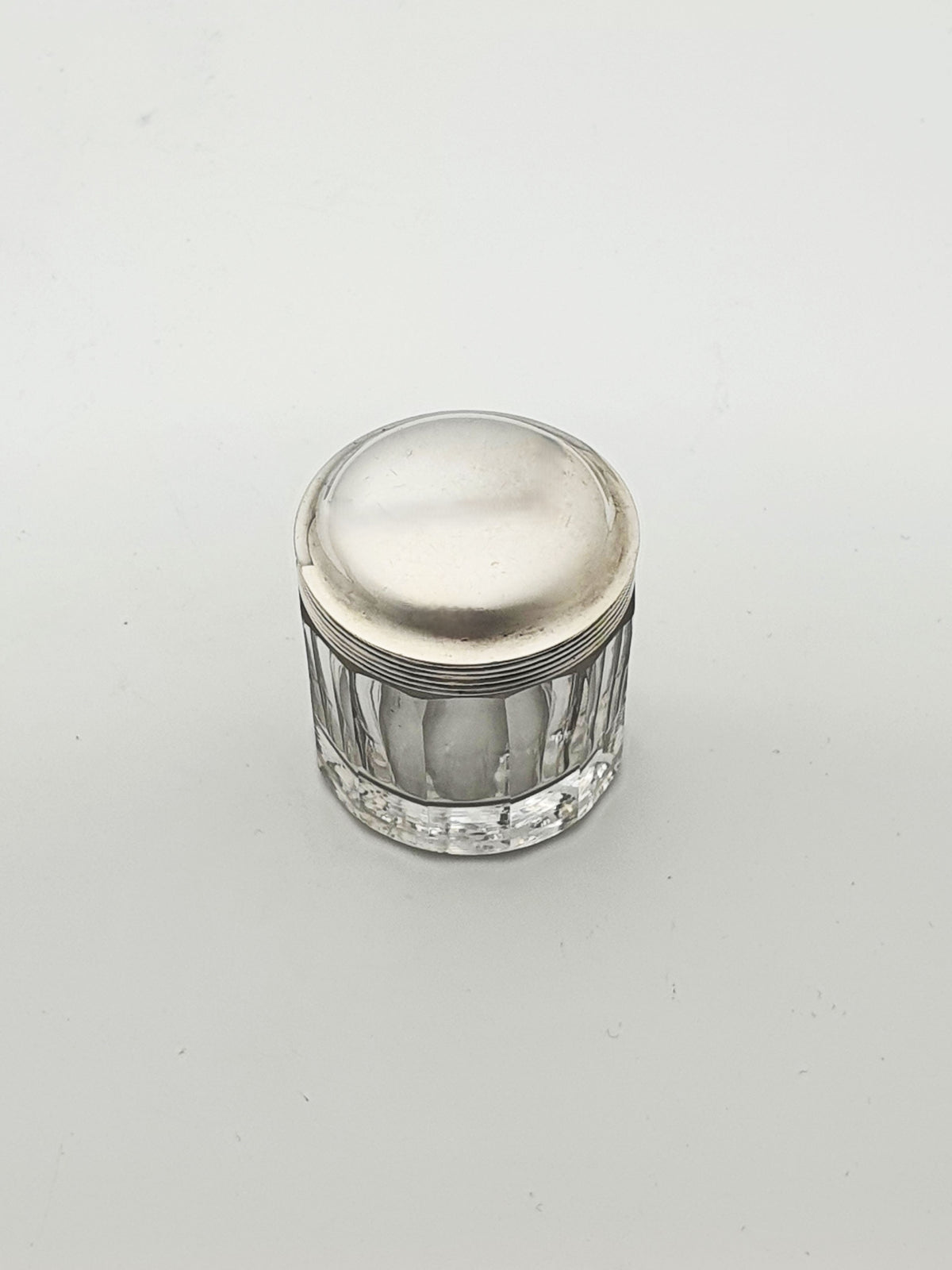 Antique Georgian Sterling Silver Lidded Cut Glass Trinket Jar - 1824