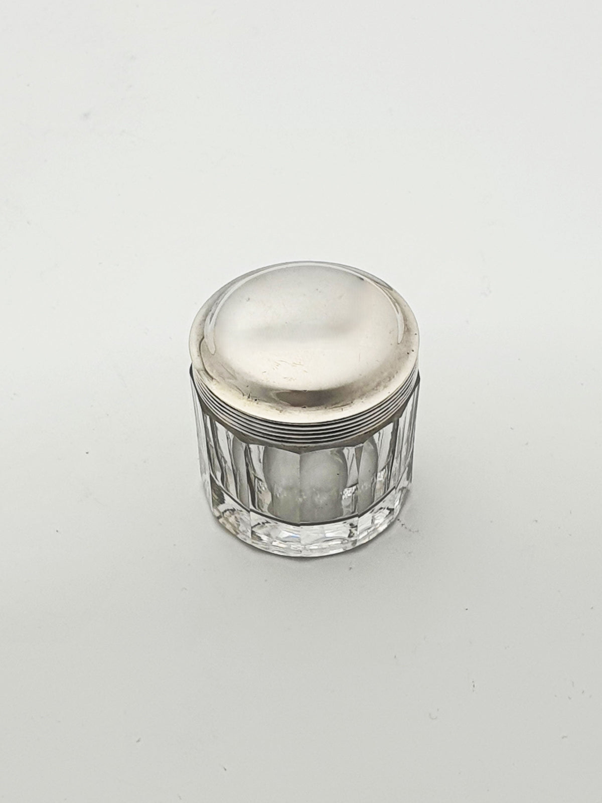 Antique Georgian Sterling Silver Lidded Cut Glass Trinket Jar - 1824