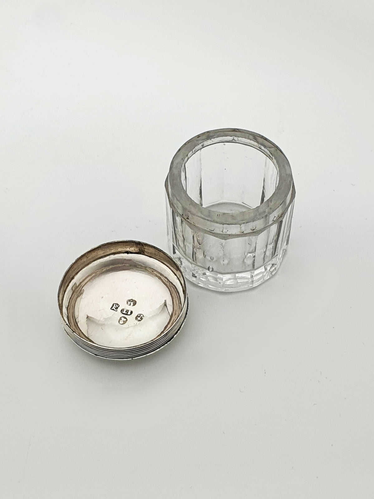 Antique Georgian Sterling Silver Lidded Cut Glass Trinket Jar - 1824