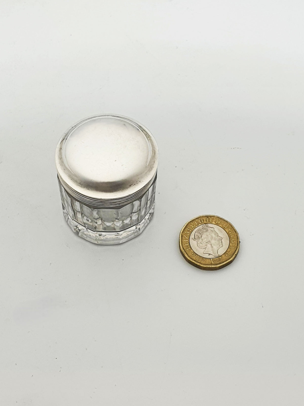 Antique Georgian Sterling Silver Lidded Cut Glass Trinket Jar - 1824