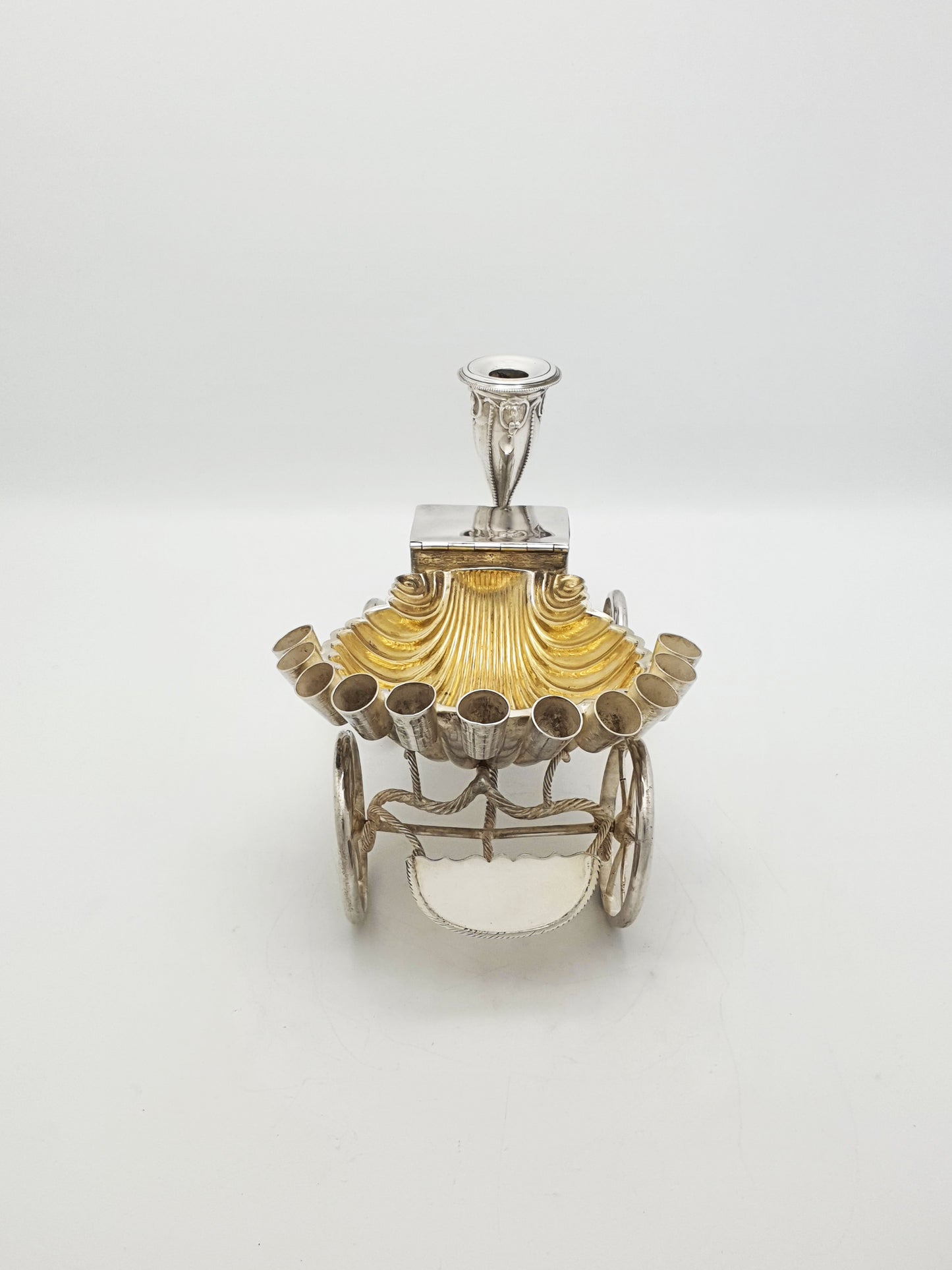Unusual Antique Victorian Cigar Trolley With Gilt Shell Ashtray – circa 1860