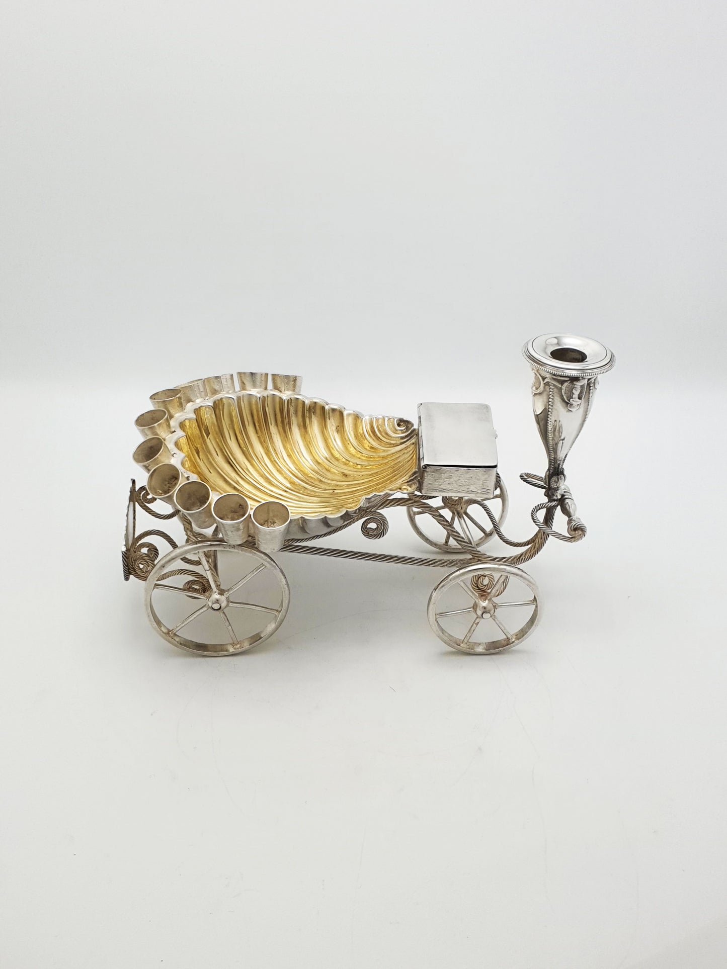 Unusual Antique Victorian Cigar Trolley With Gilt Shell Ashtray – circa 1860